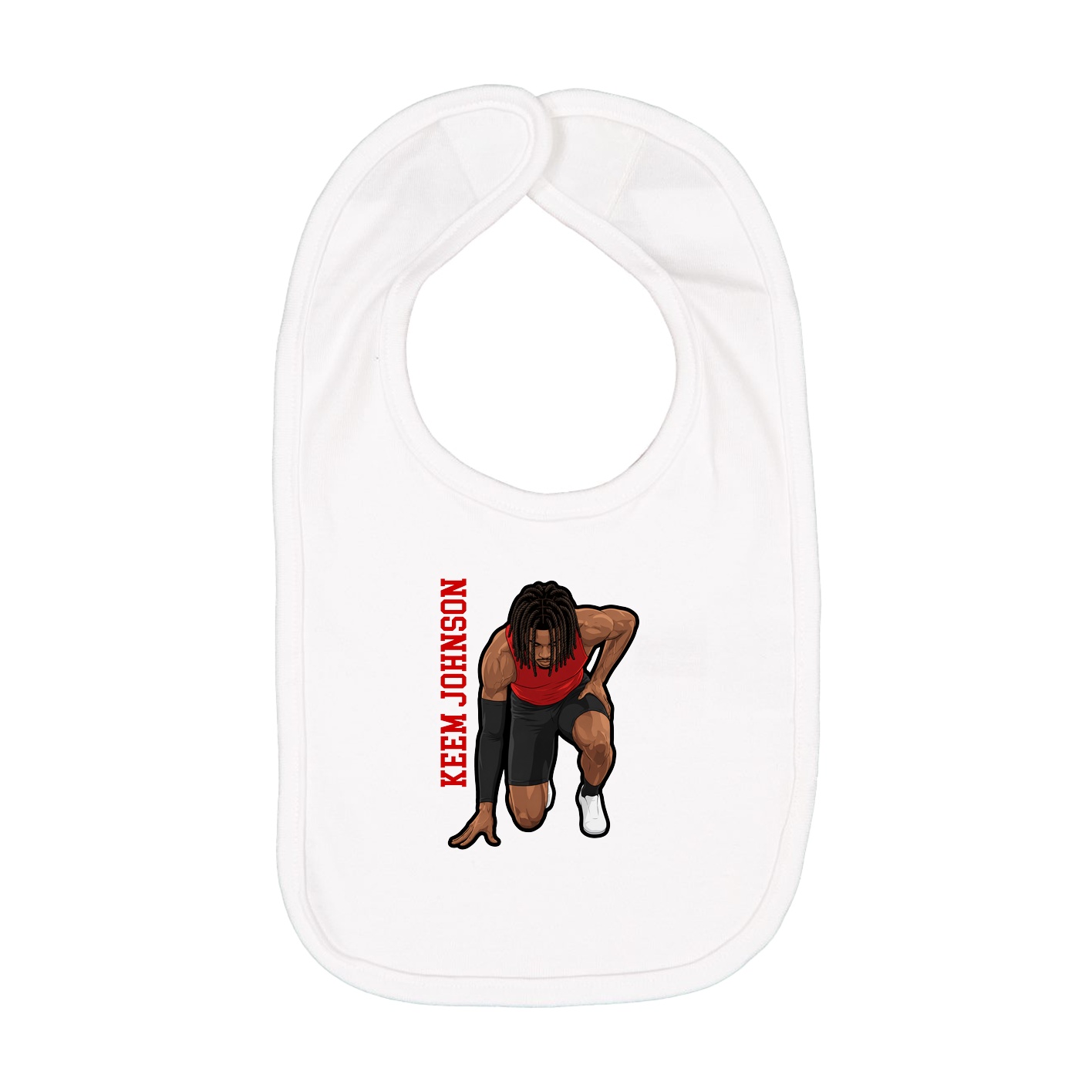Infant Bib — Name Vertical in White