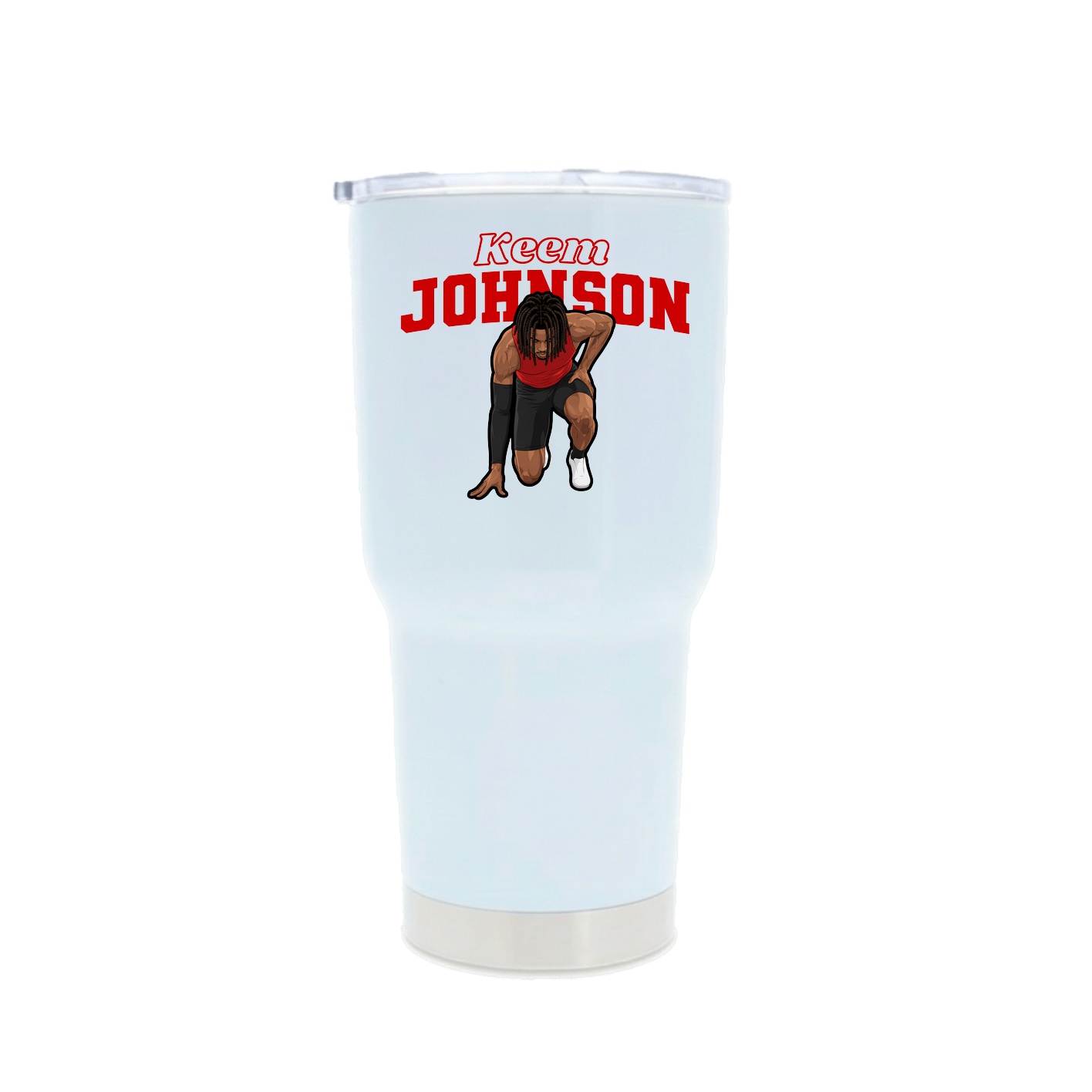 30oz Stainless Steel Tumbler — Name Arch in White