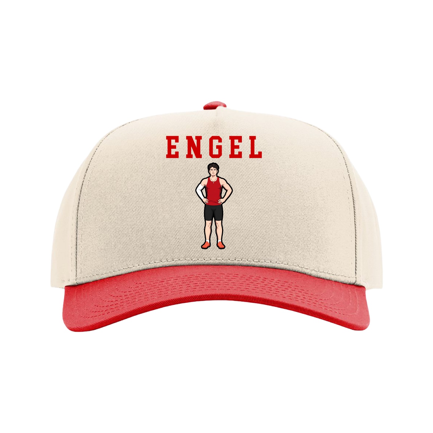 Full Fabric Five-Panel Champ Cap — Shirsey in Cream/Red