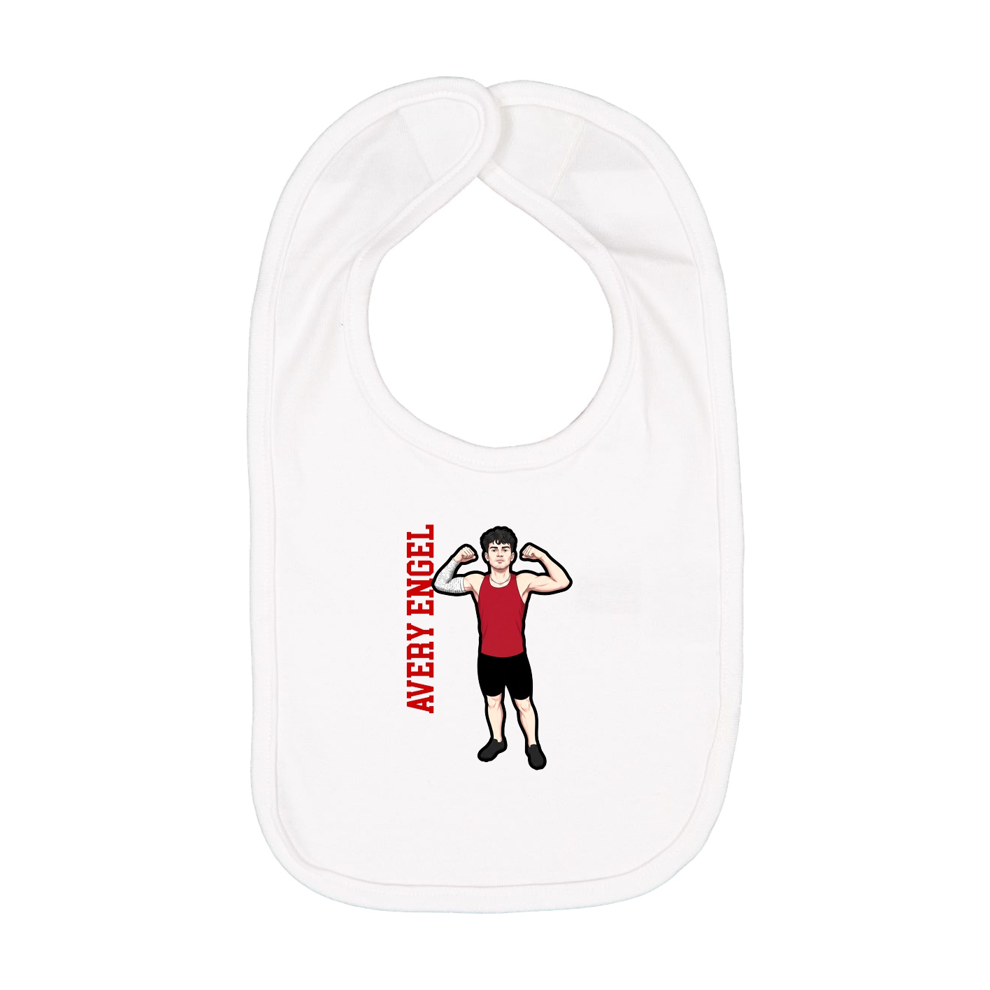 Infant Bib — Name Vertical in White