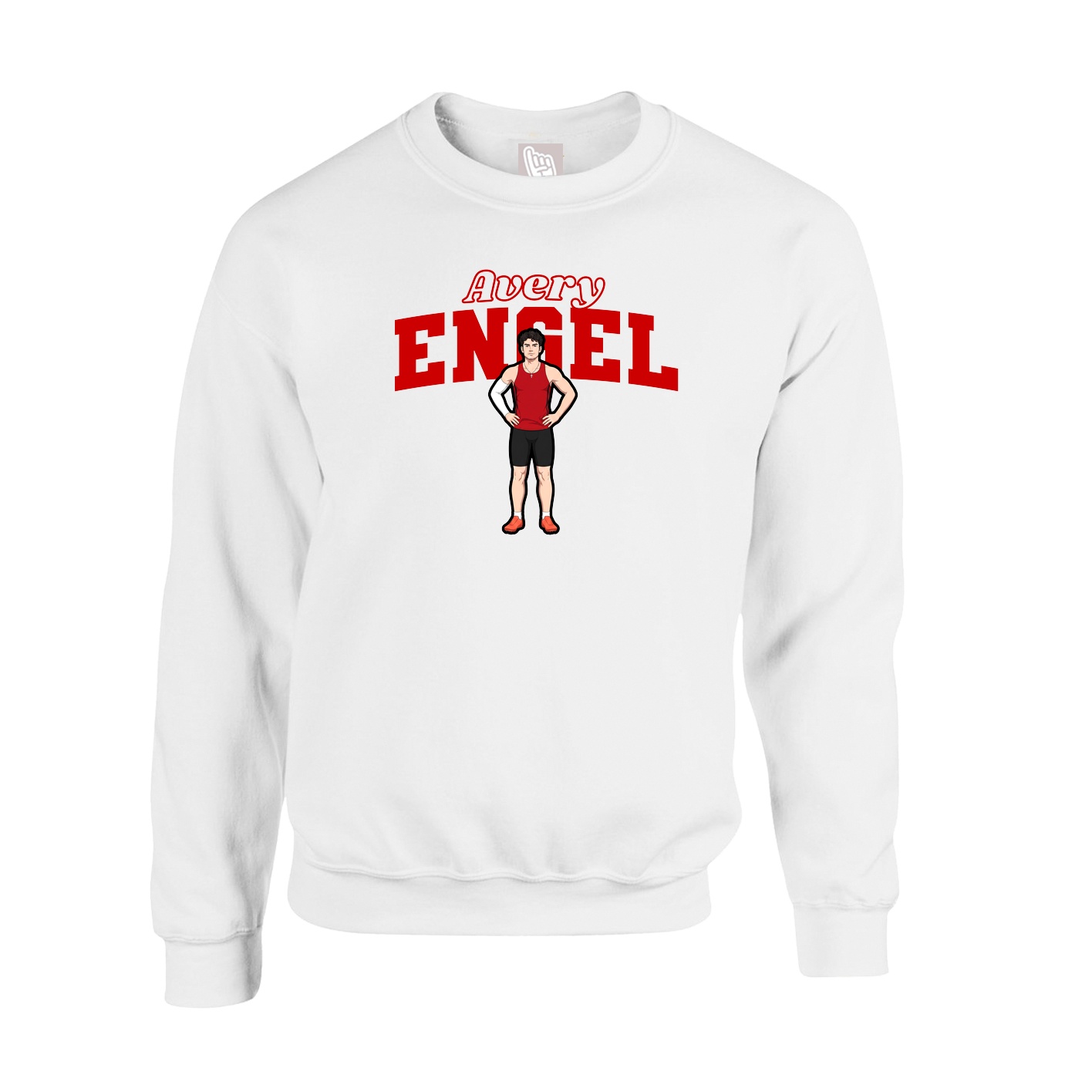 Fleece Crew — Name Arch in White