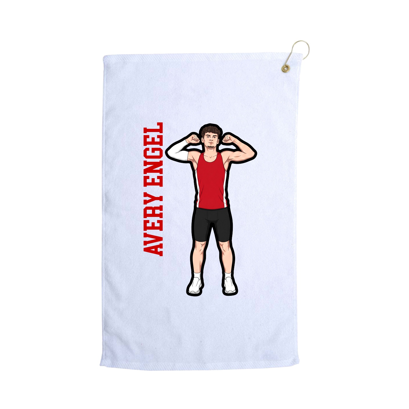 Golf Towel — Name Vertical in White