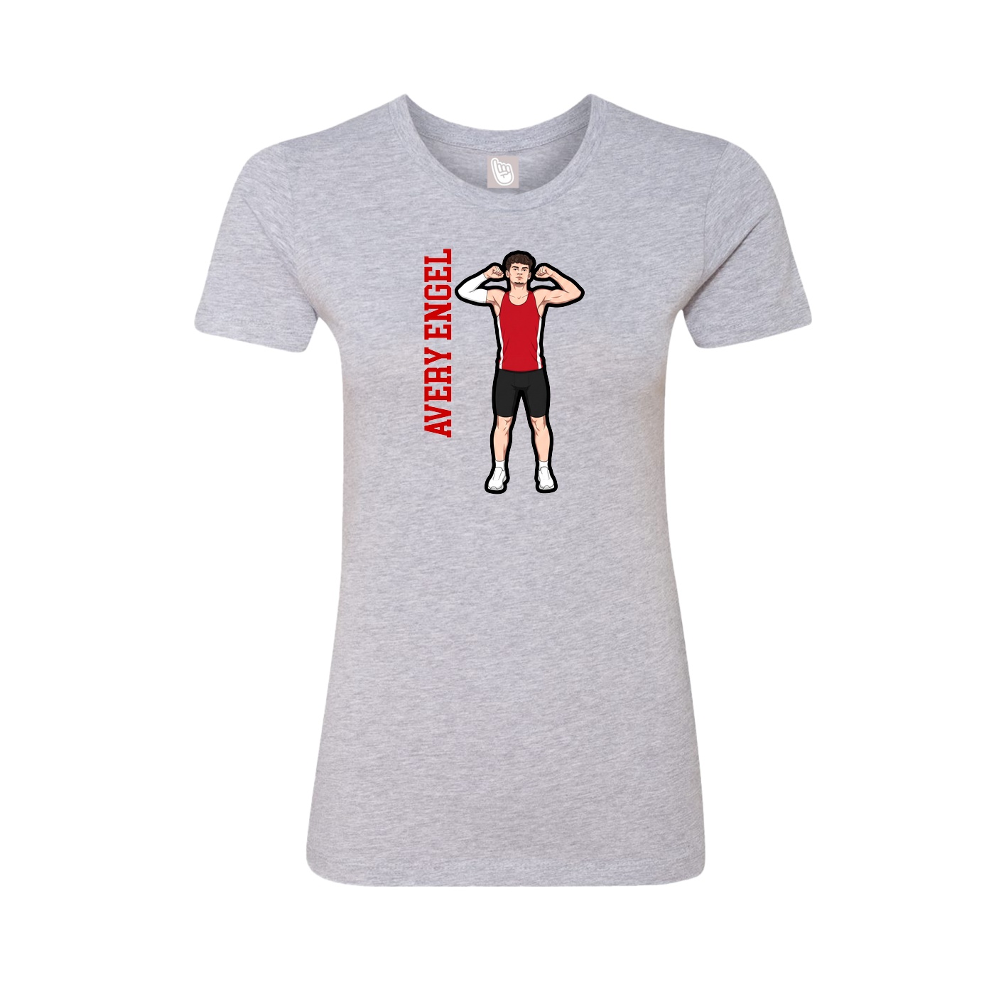 Fitted Women's Tee — Name Vertical in Grey