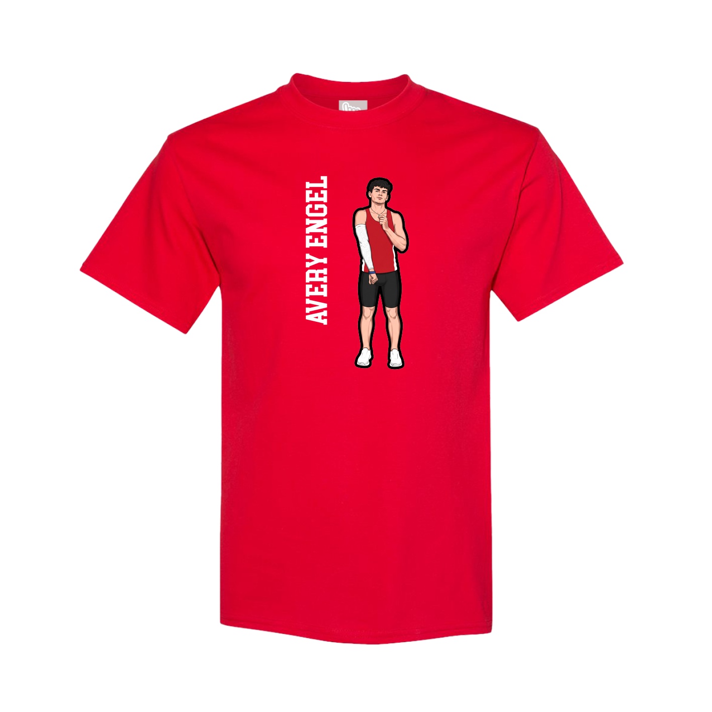 Tee — Name Vertical in Red