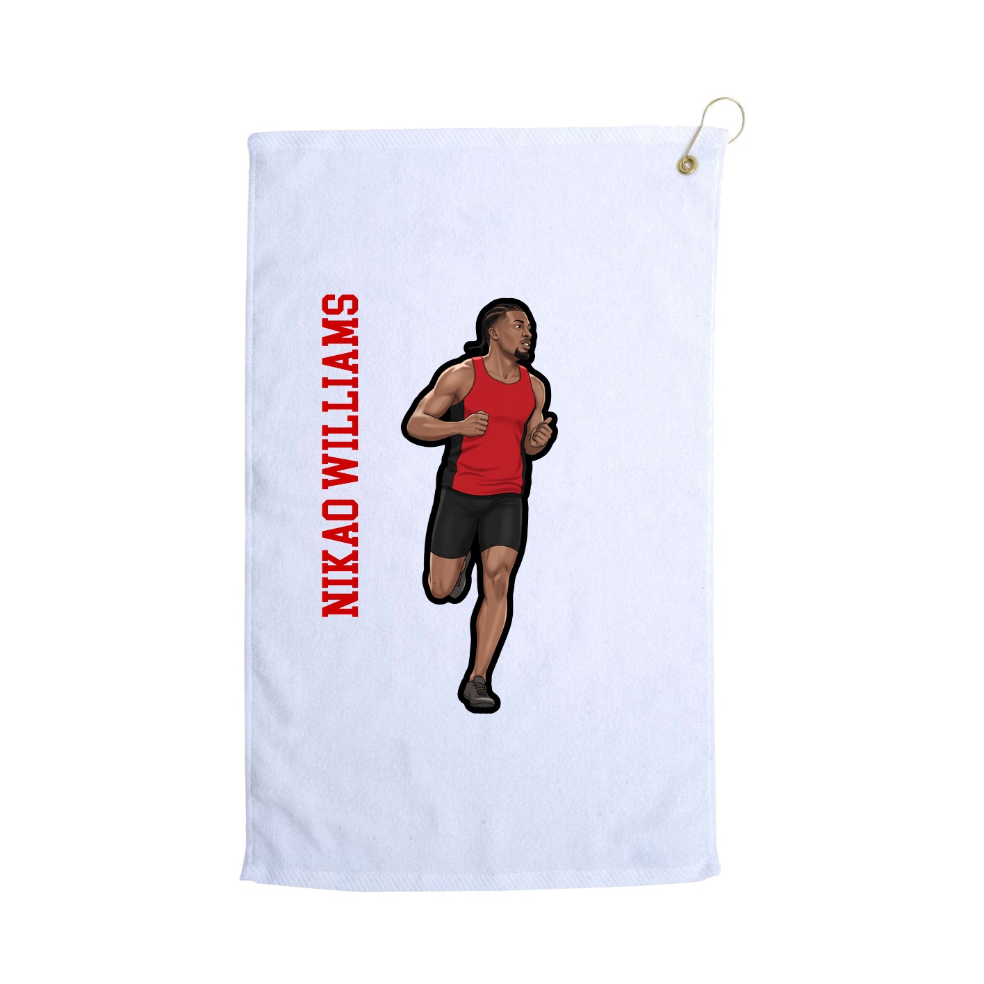 Golf Towel — Name Vertical in White
