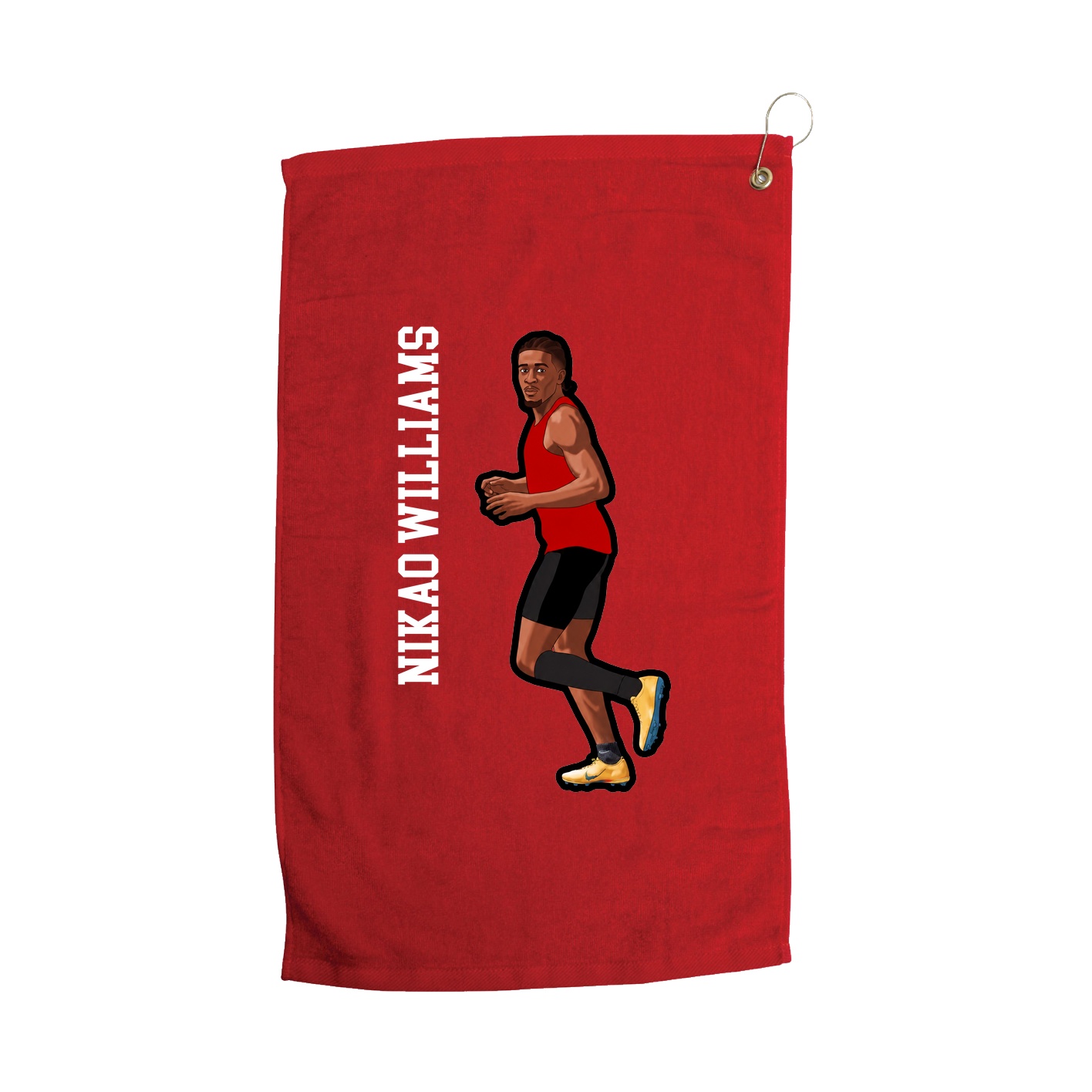 Golf Towel — Name Vertical in Red