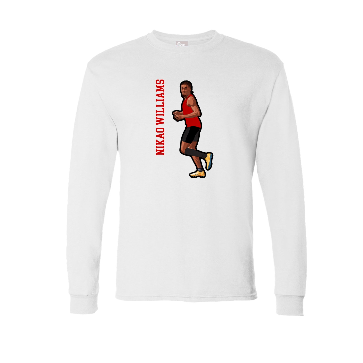 Long Sleeve Tee — Name Vertical in White