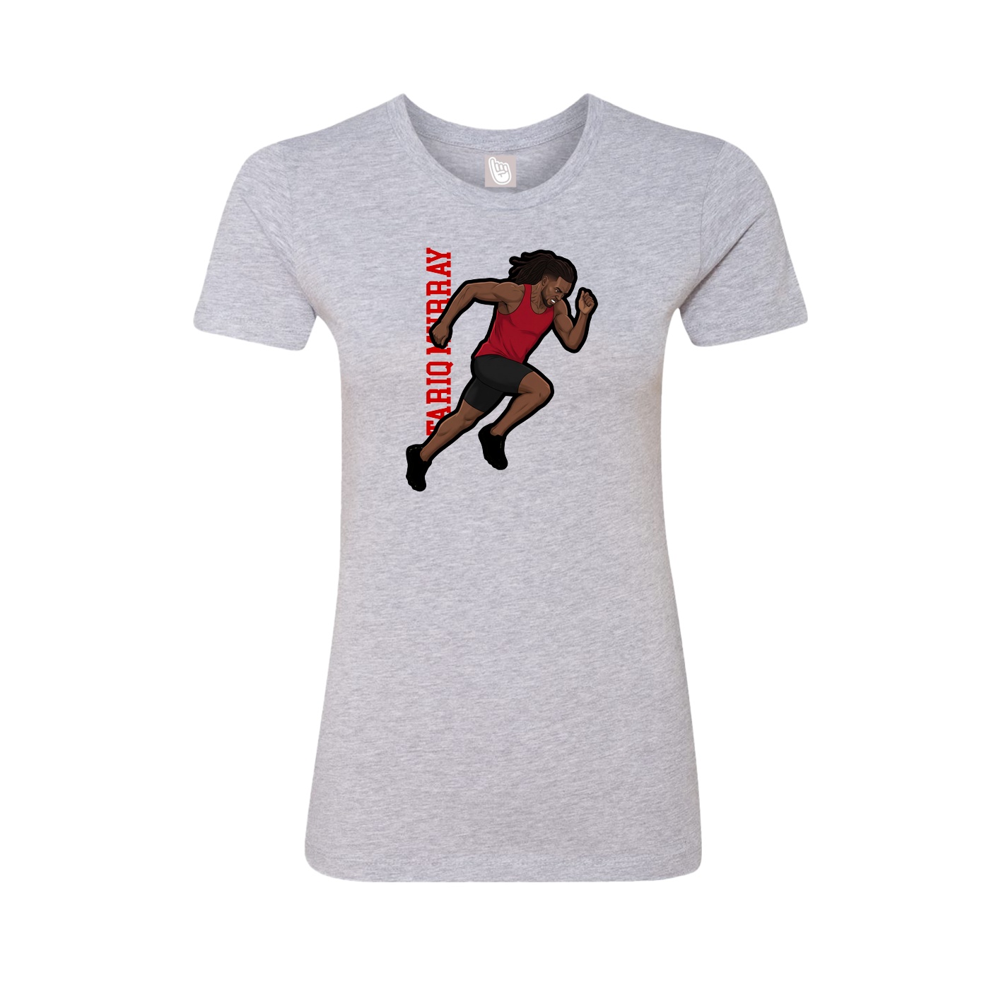 Fitted Women's Tee — Name Vertical in Grey