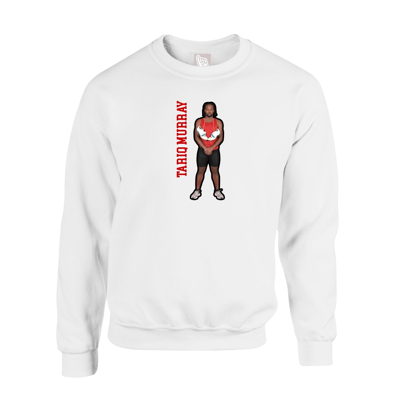 Fleece Crew — Name Vertical in White