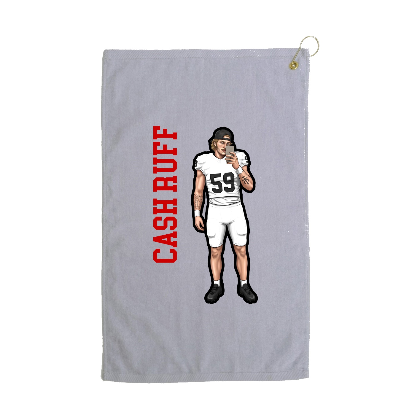 Golf Towel — Name Vertical in Grey