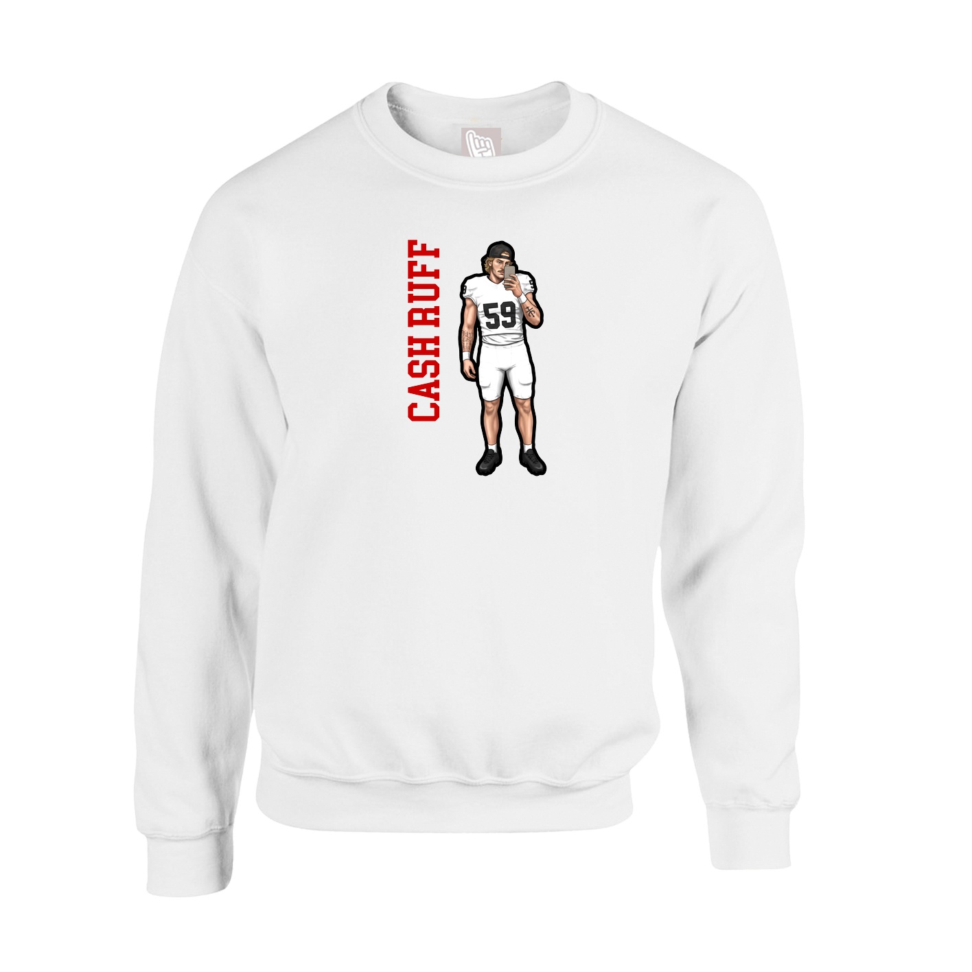 Fleece Crew — Name Vertical in White