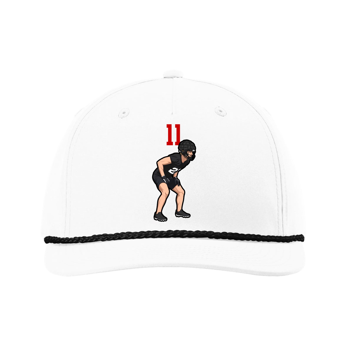 Five-Panel Classic Rope Cap — Number Top in White