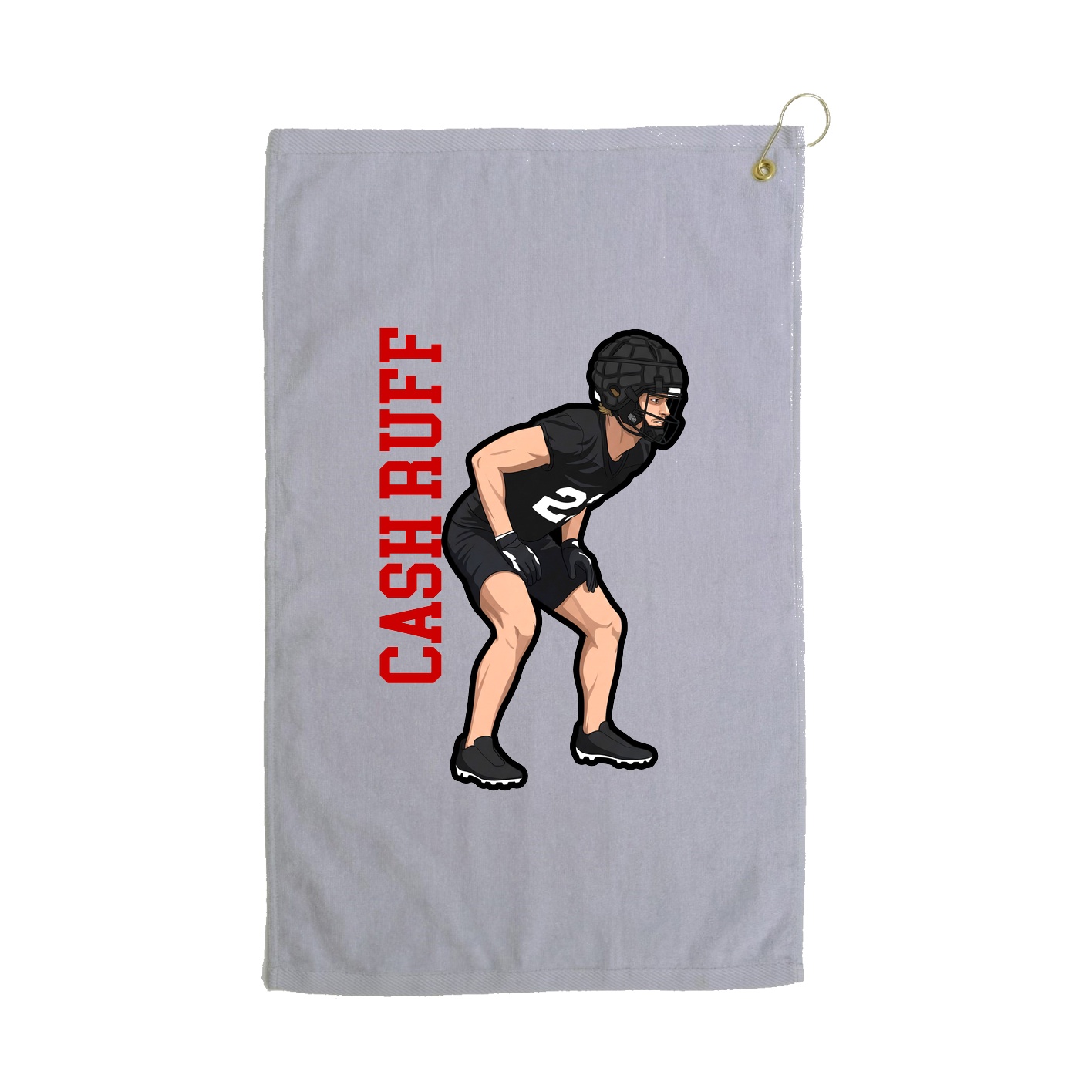Golf Towel — Name Vertical in Grey