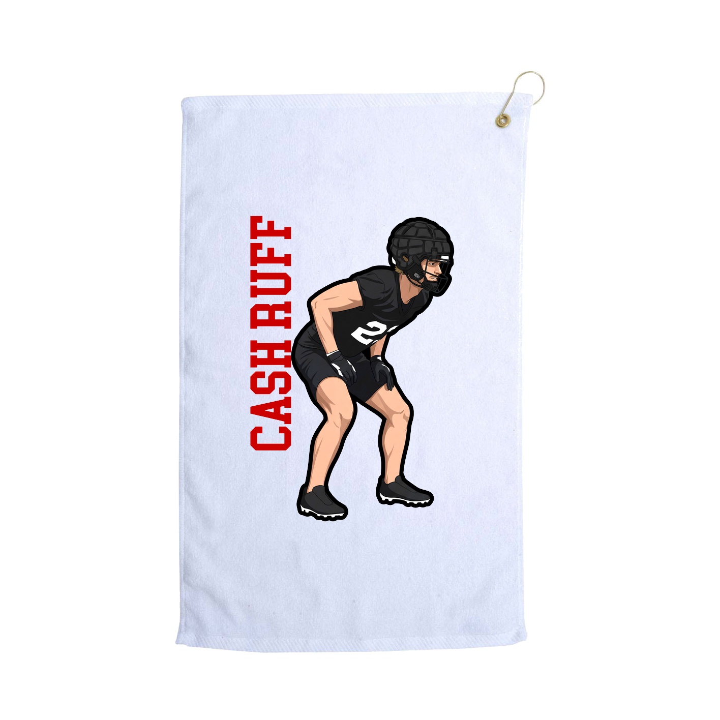 Golf Towel — Name Vertical in White