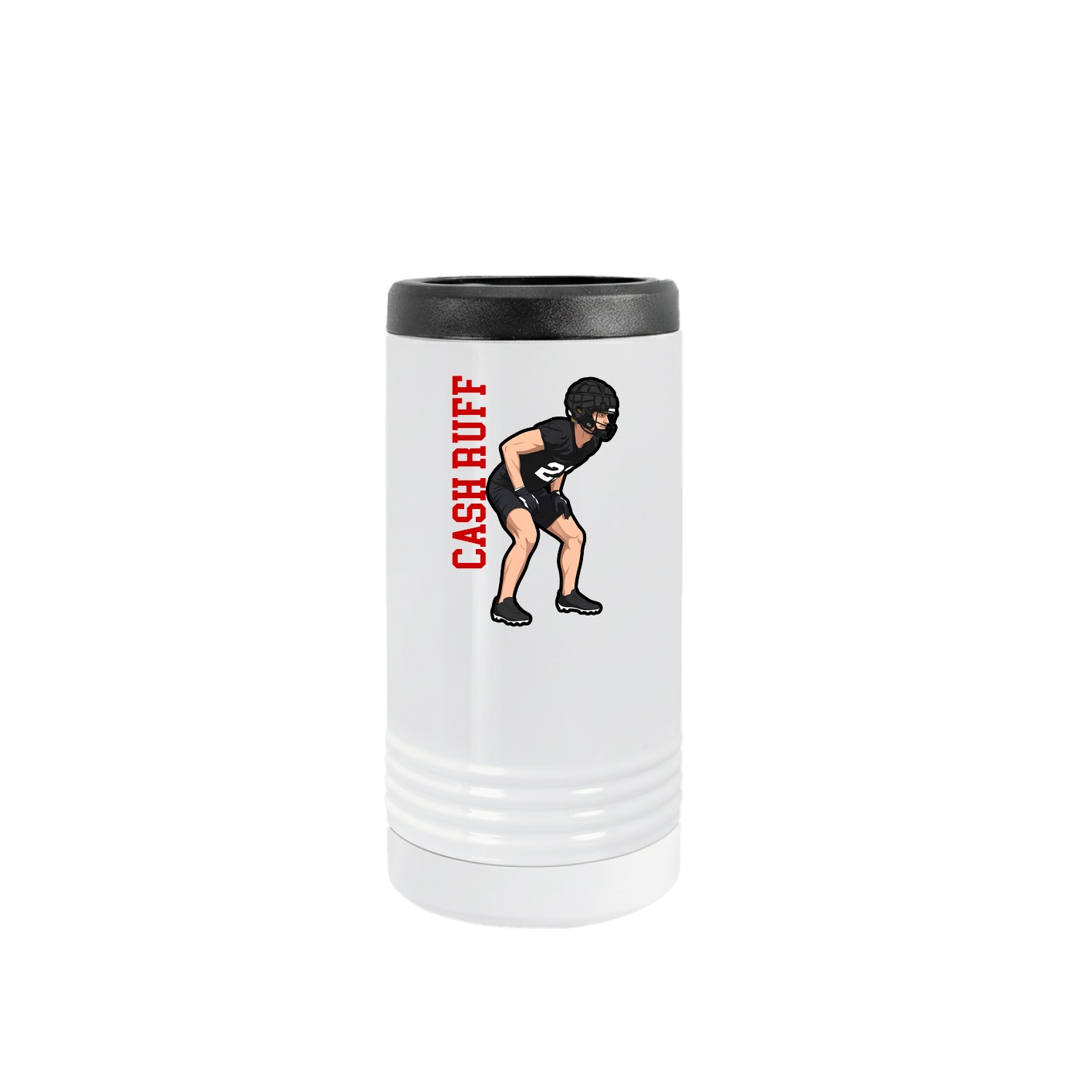 Slim Beverage Holder — Name Vertical in White