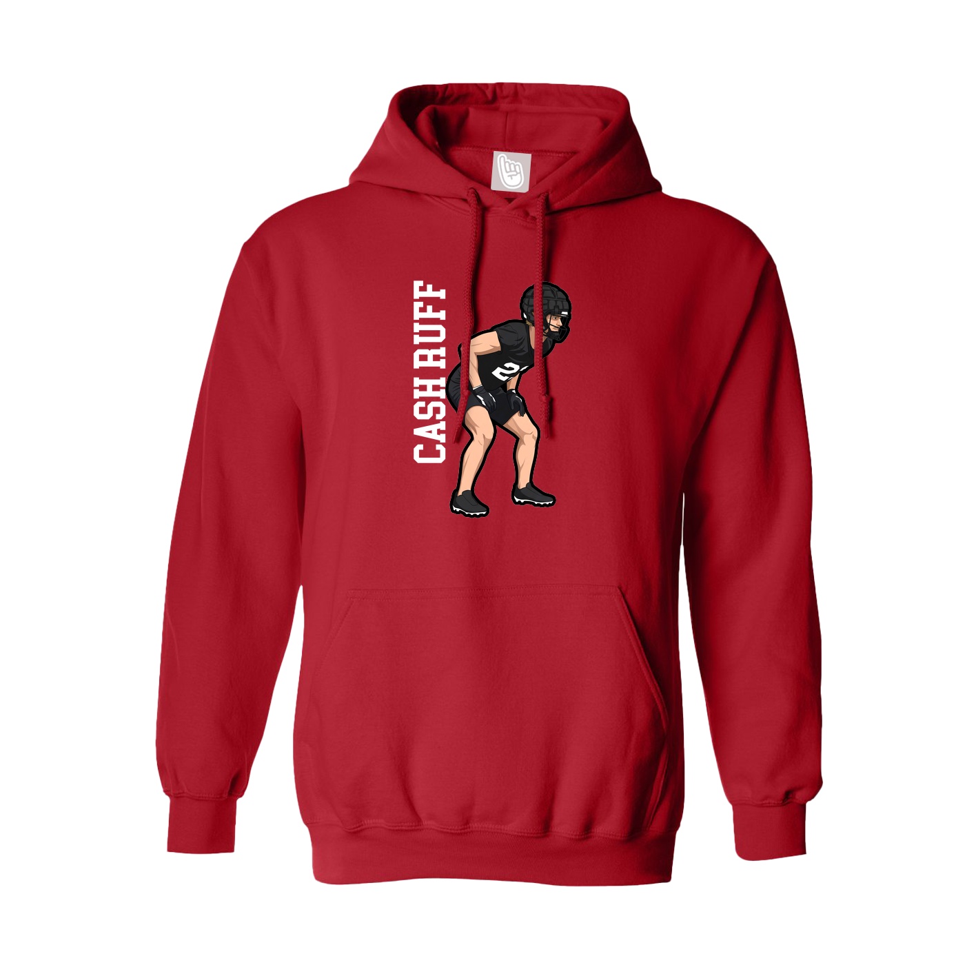 Hoodie — Name Vertical in Red