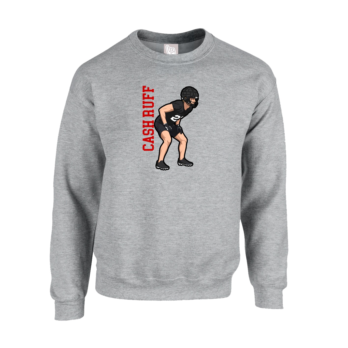 Fleece Crew — Name Vertical in Grey