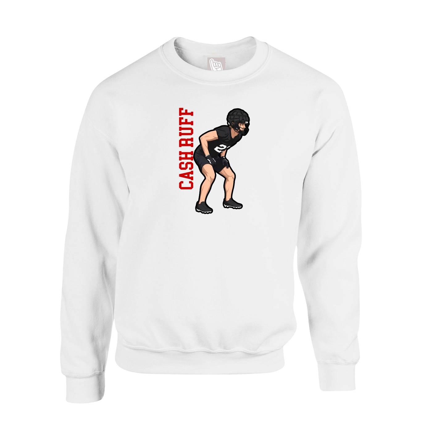 Fleece Crew — Name Vertical in White