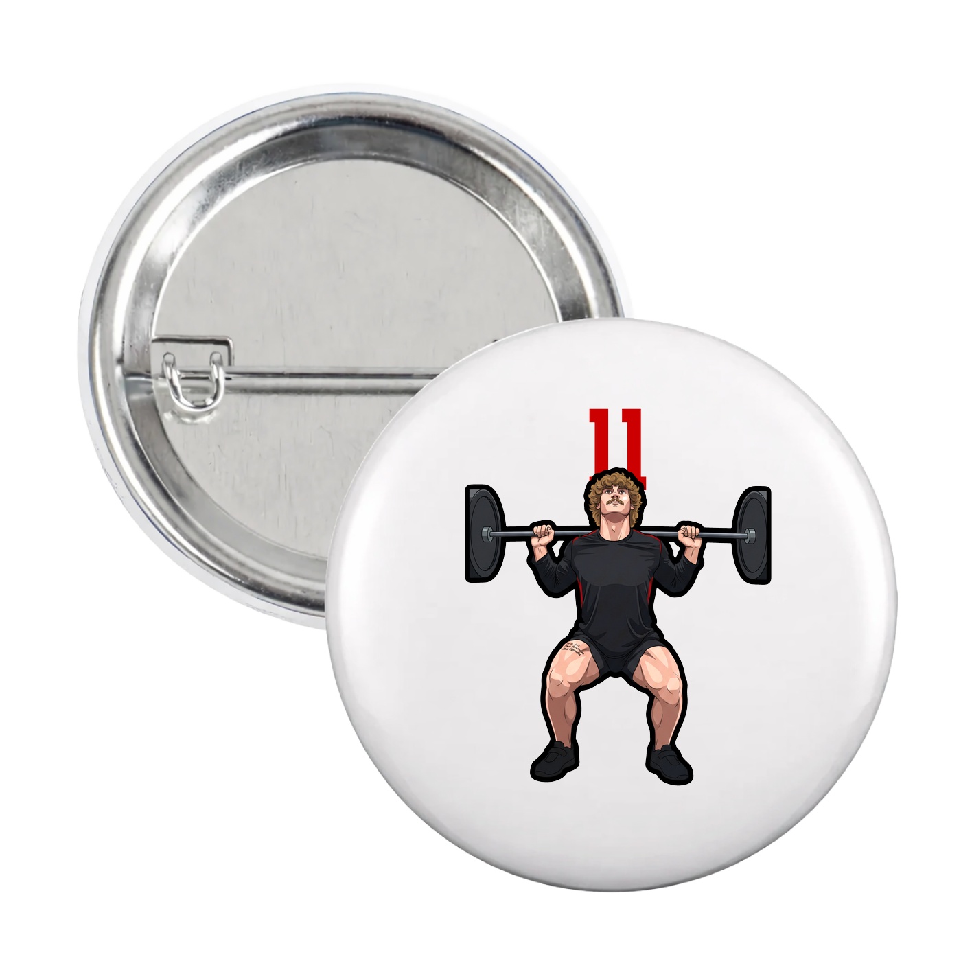 Game Day Button — Number Top in White