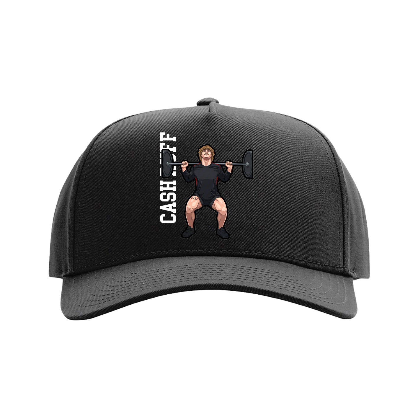 Full Fabric Five-Panel Champ Cap — Name Vertical in Black