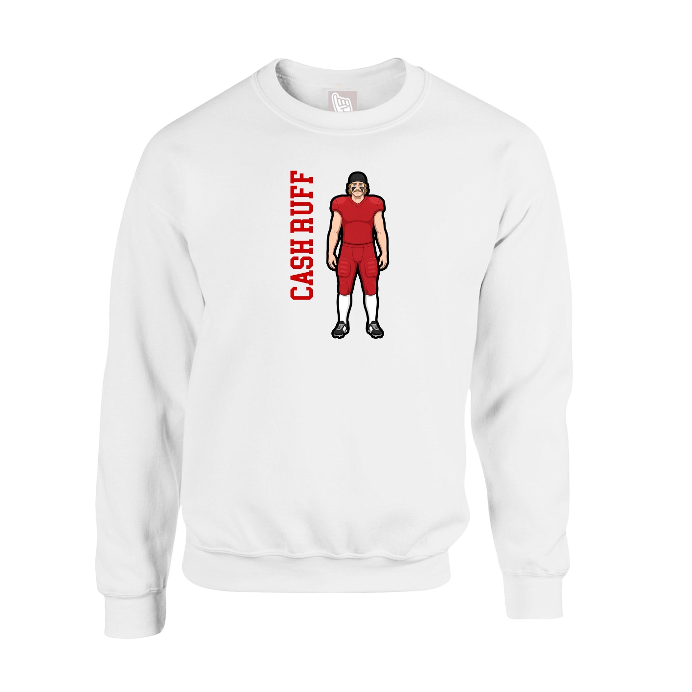 Fleece Crew — Name Vertical in White