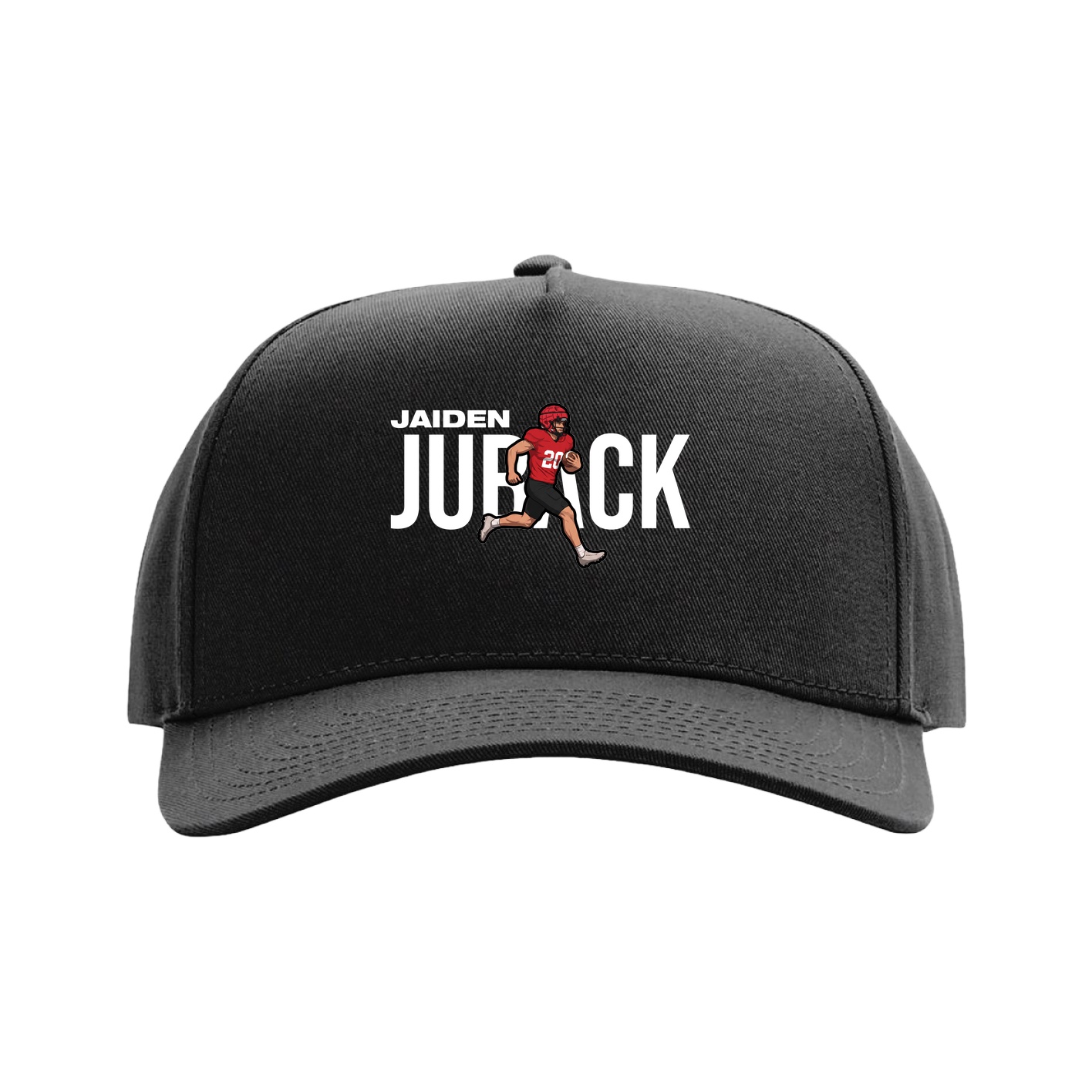 Full Fabric Five-Panel Champ Cap — Player Name in Black