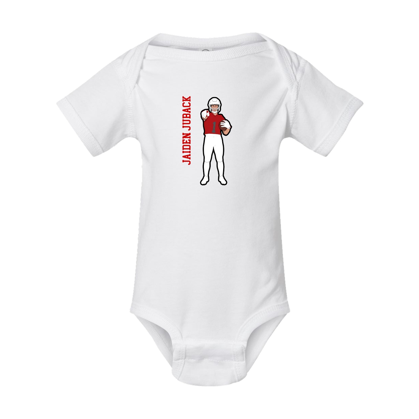 Baby Onesie — Name Vertical in White