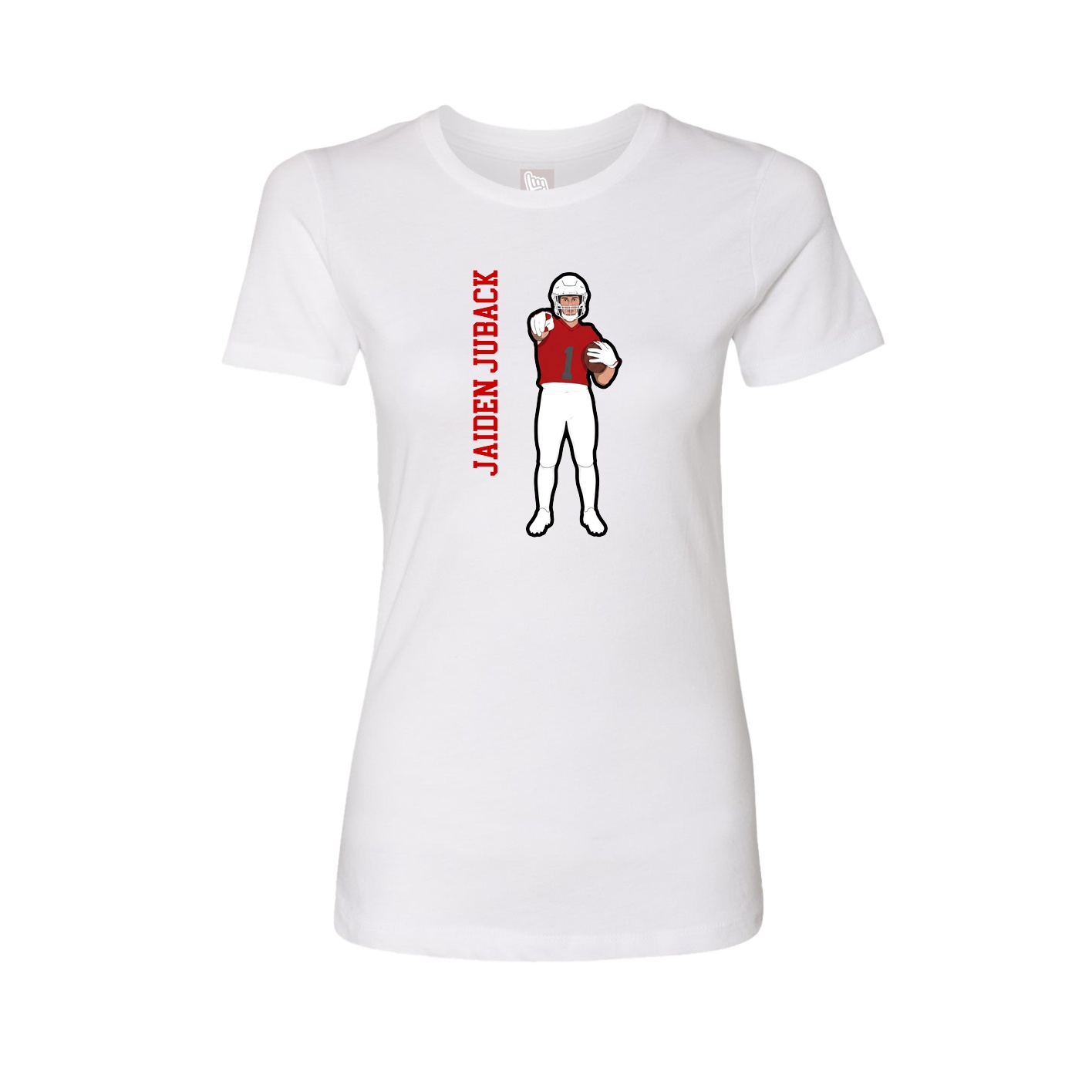 Fitted Women's Tee — Name Vertical in White