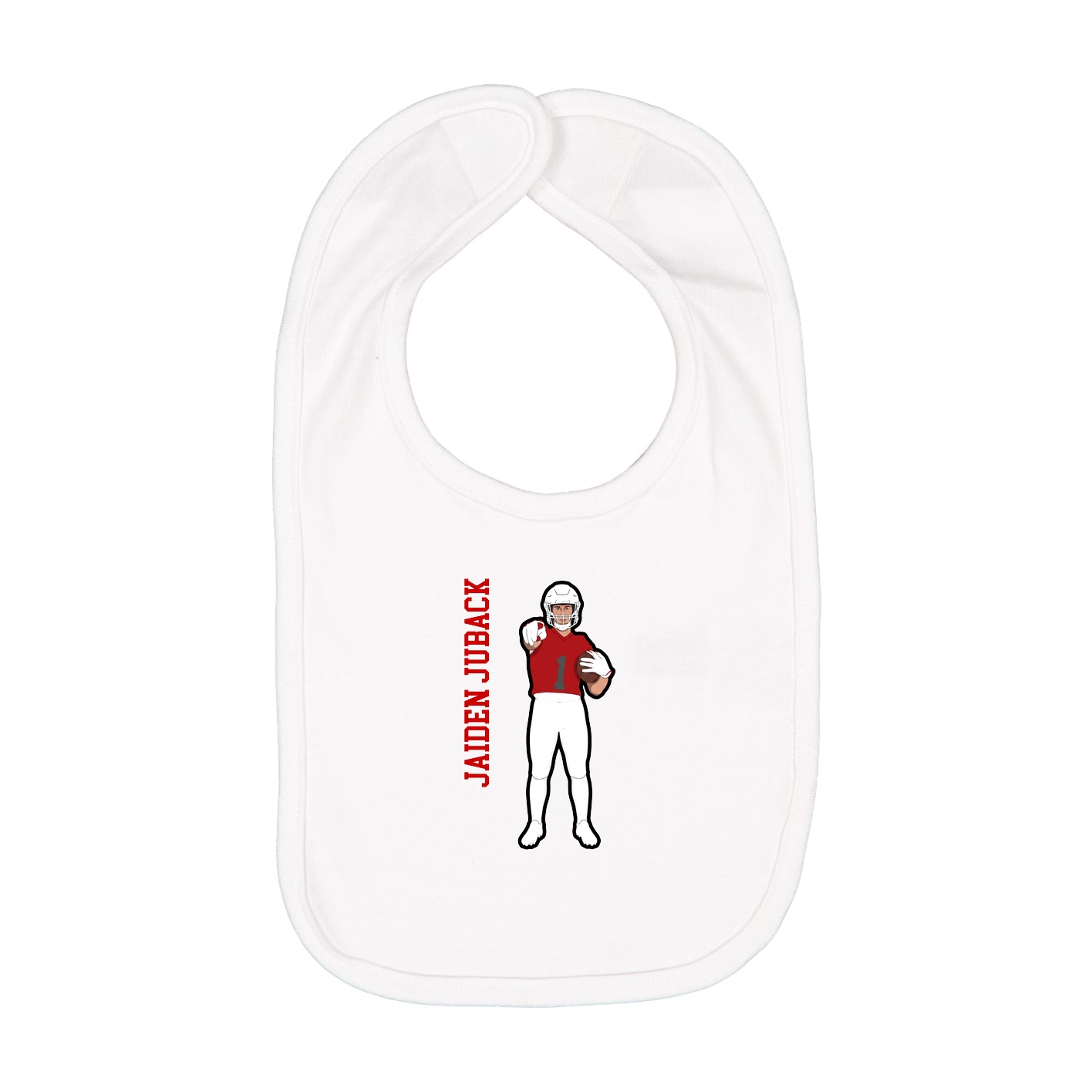 Infant Bib — Name Vertical in White