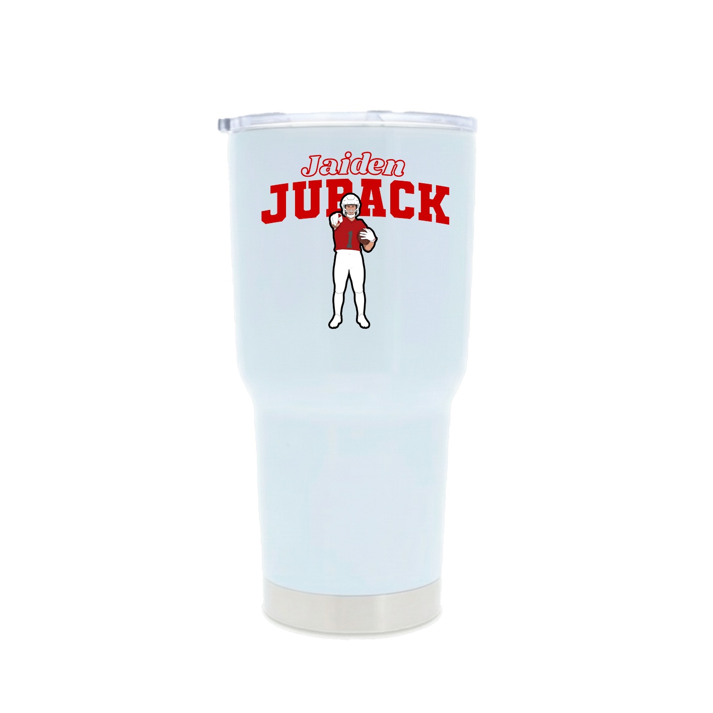 30oz Stainless Steel Tumbler — Name Arch in White