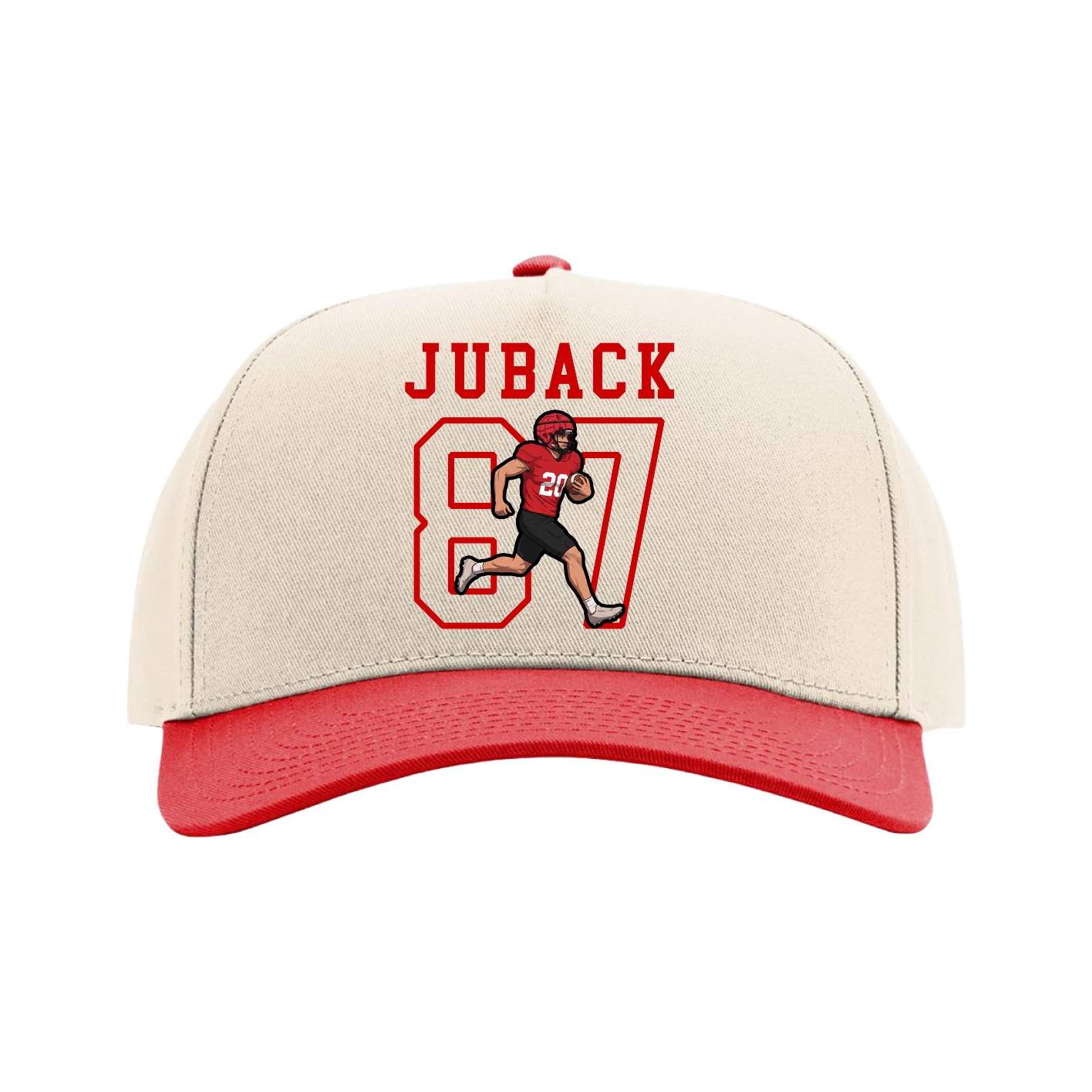 Full Fabric Five-Panel Champ Cap — Shirsey in Cream/Red