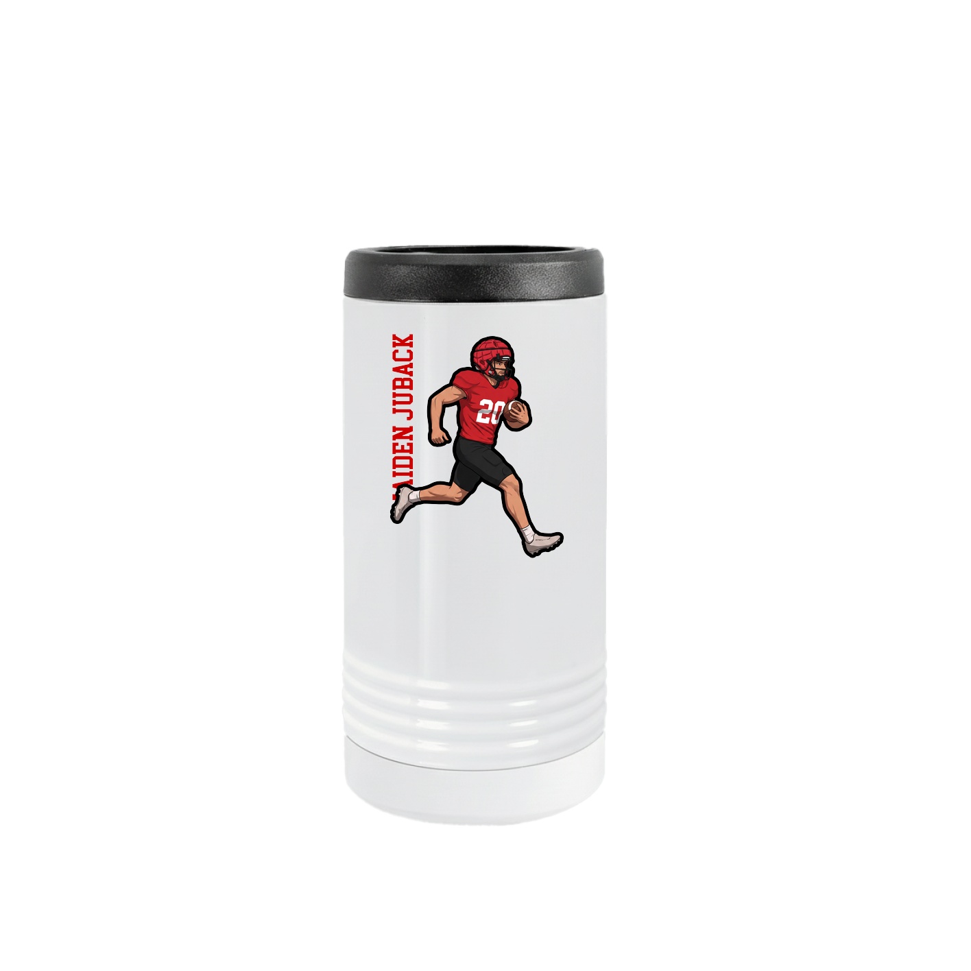 Slim Beverage Holder — Name Vertical in White