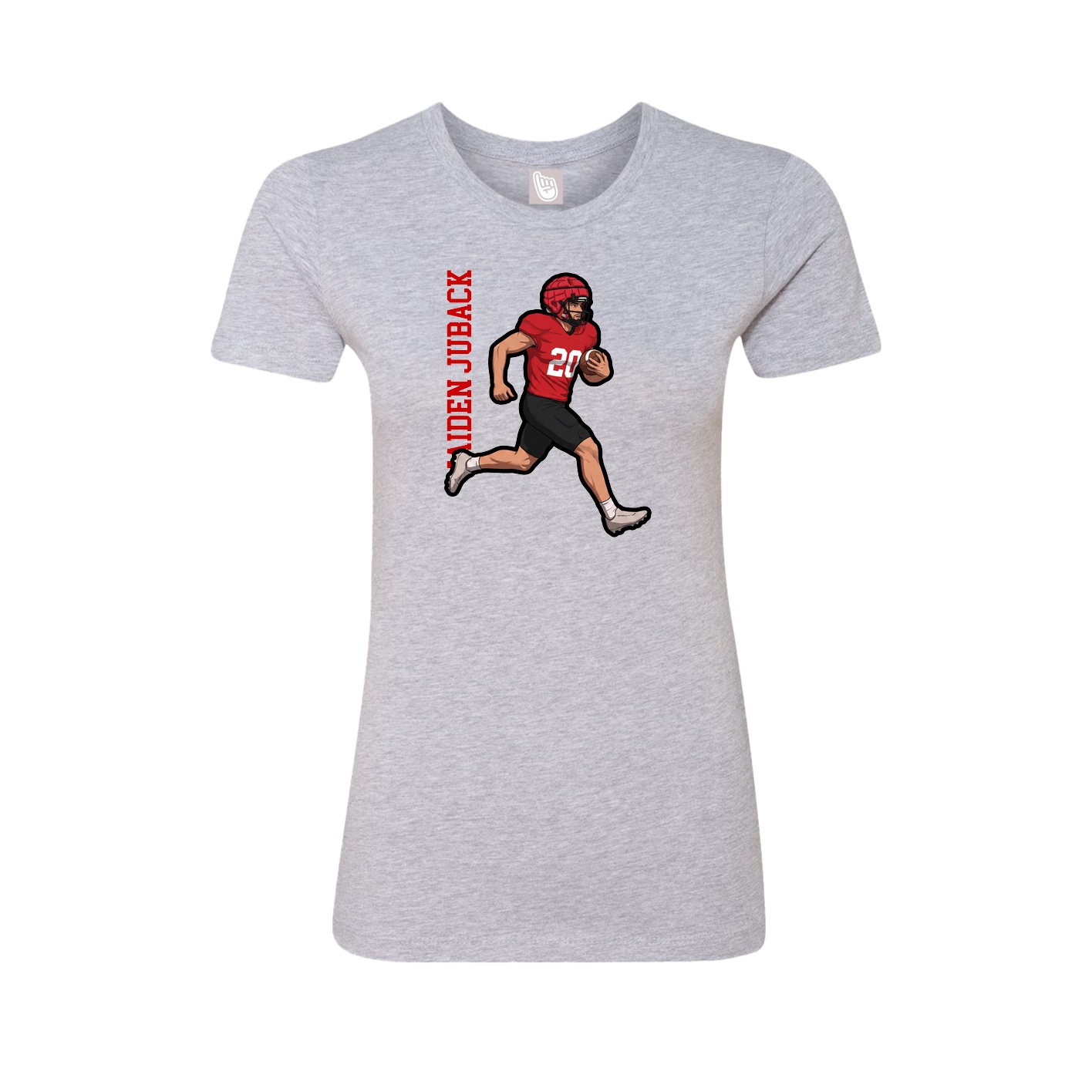 Fitted Women's Tee — Name Vertical in Grey
