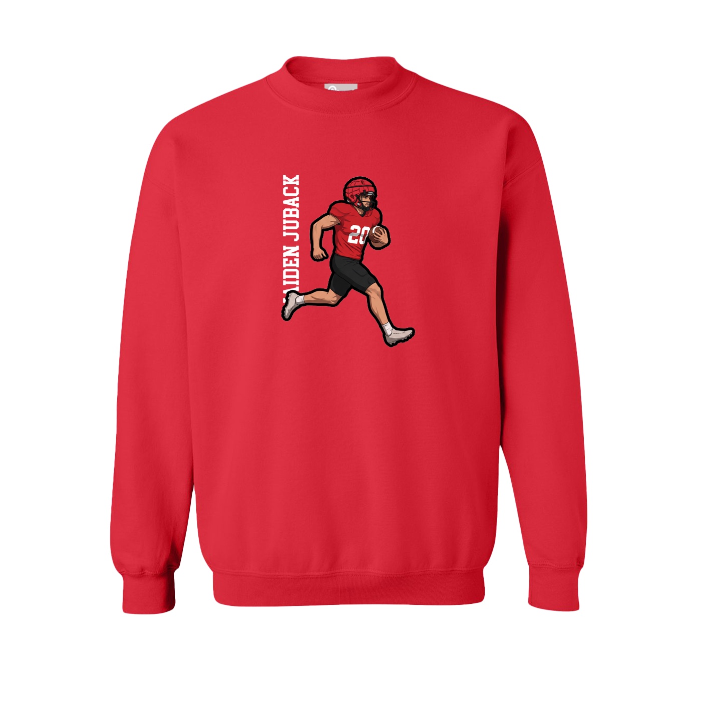 Fleece Crew — Name Vertical in Red