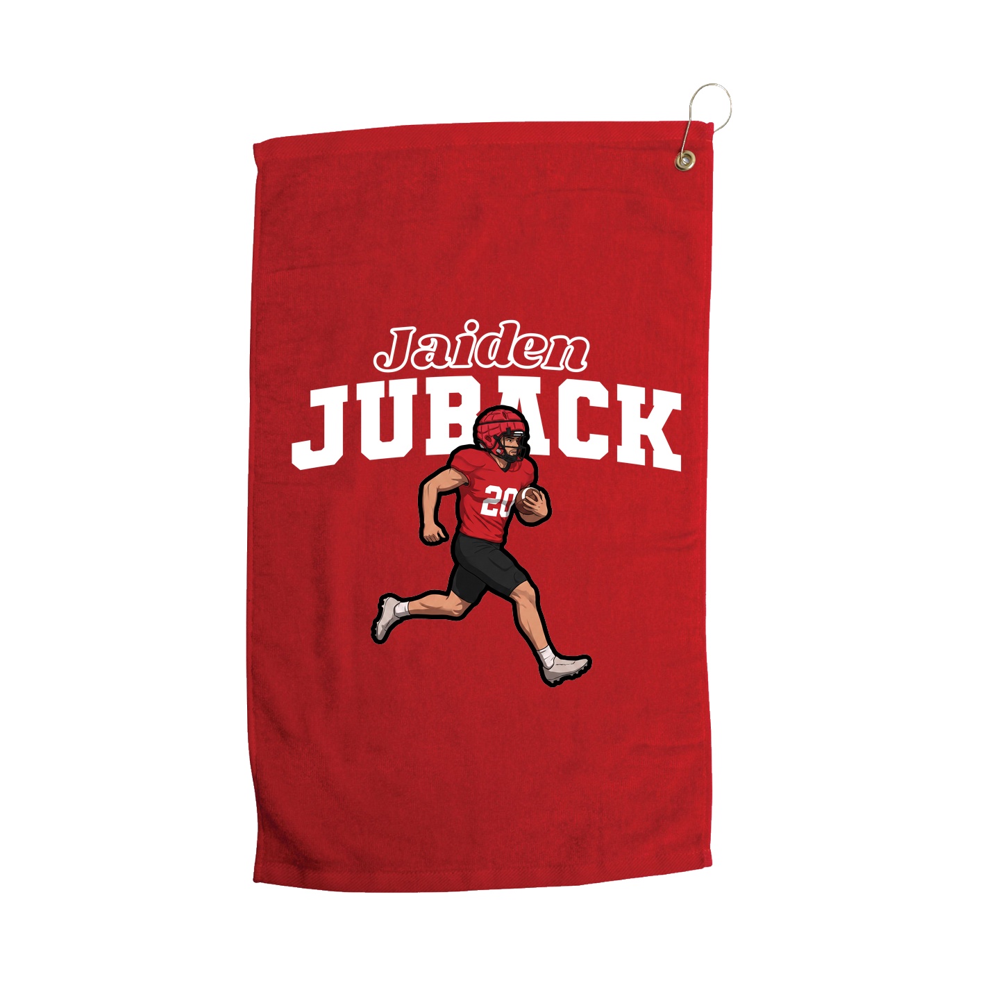 Golf Towel — Name Arch in Red