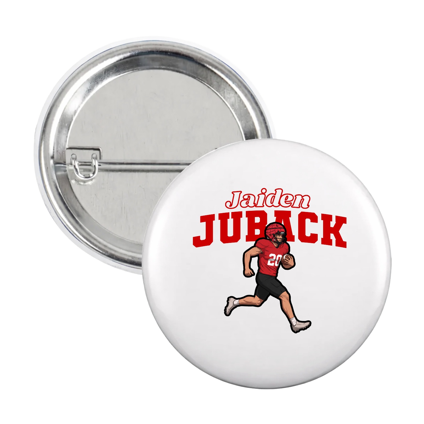 Game Day Button — Name Arch in White