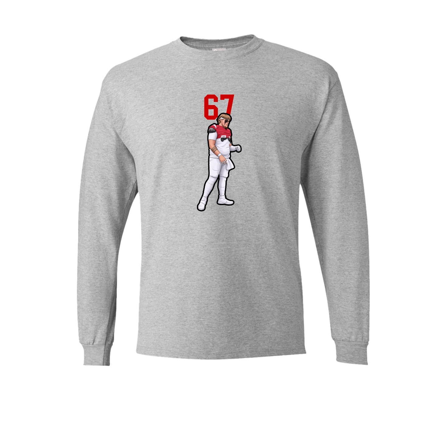 Long Sleeve Tee — Number Top in Grey