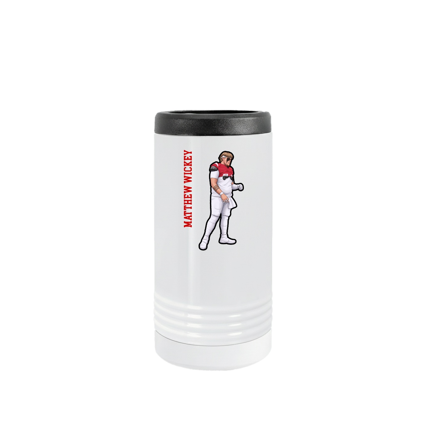 Slim Beverage Holder — Name Vertical in White
