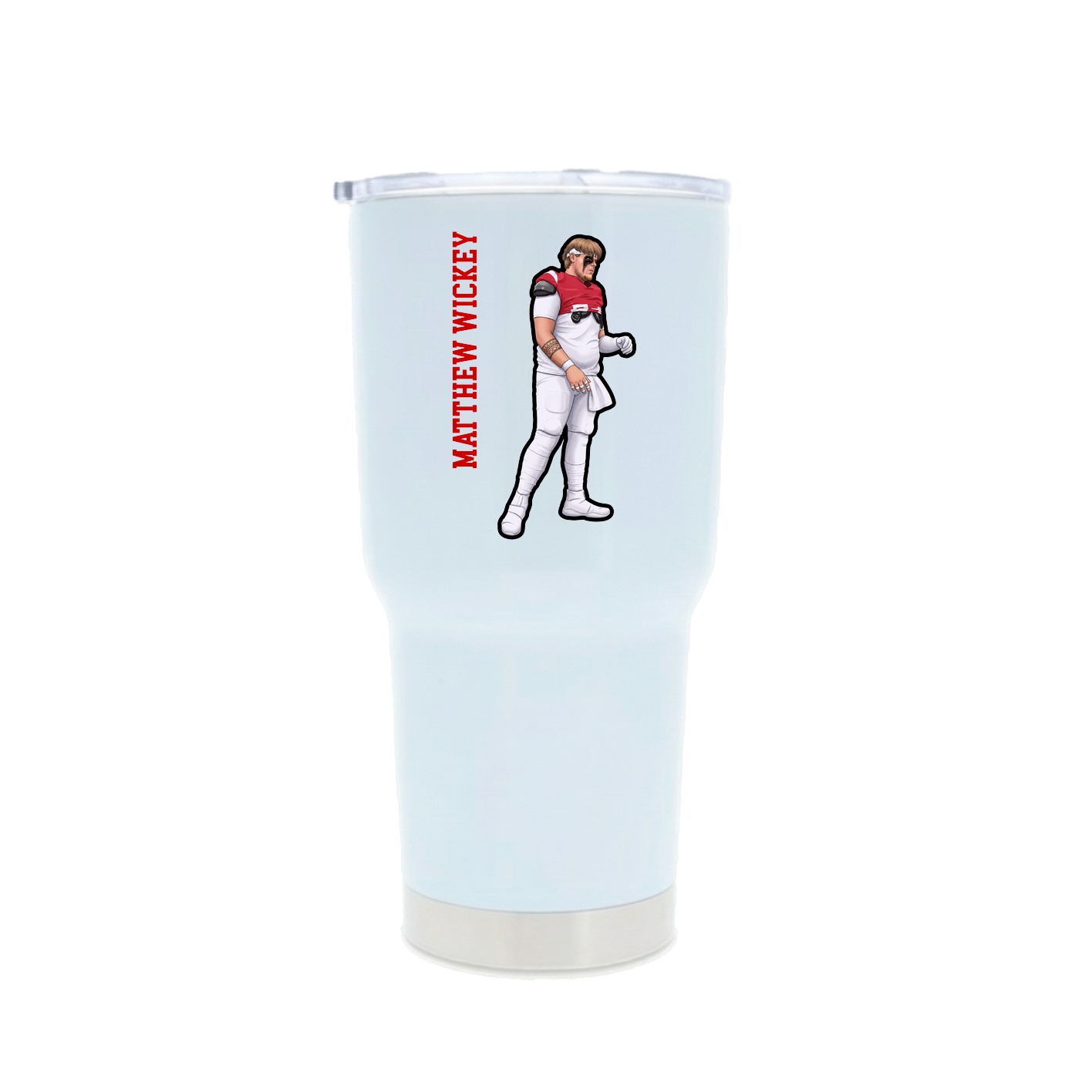 30oz Stainless Steel Tumbler — Name Vertical in White