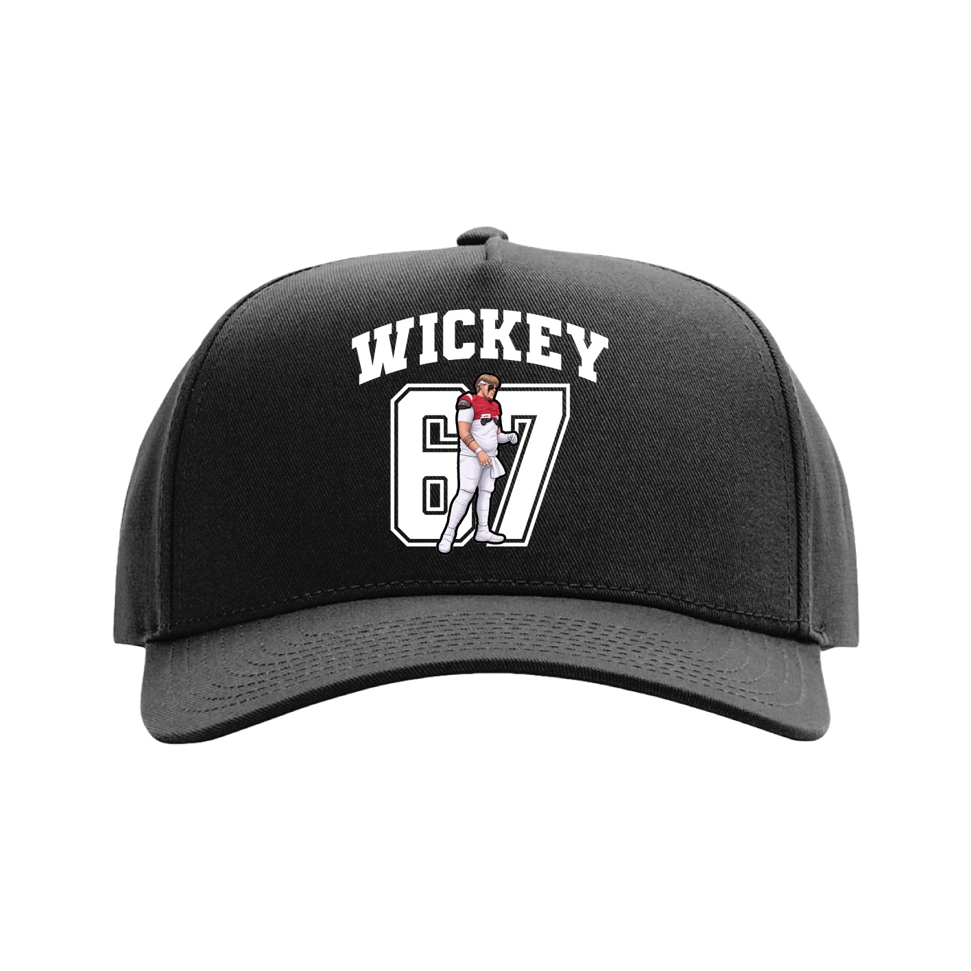 Full Fabric Five-Panel Champ Cap — Number in Black
