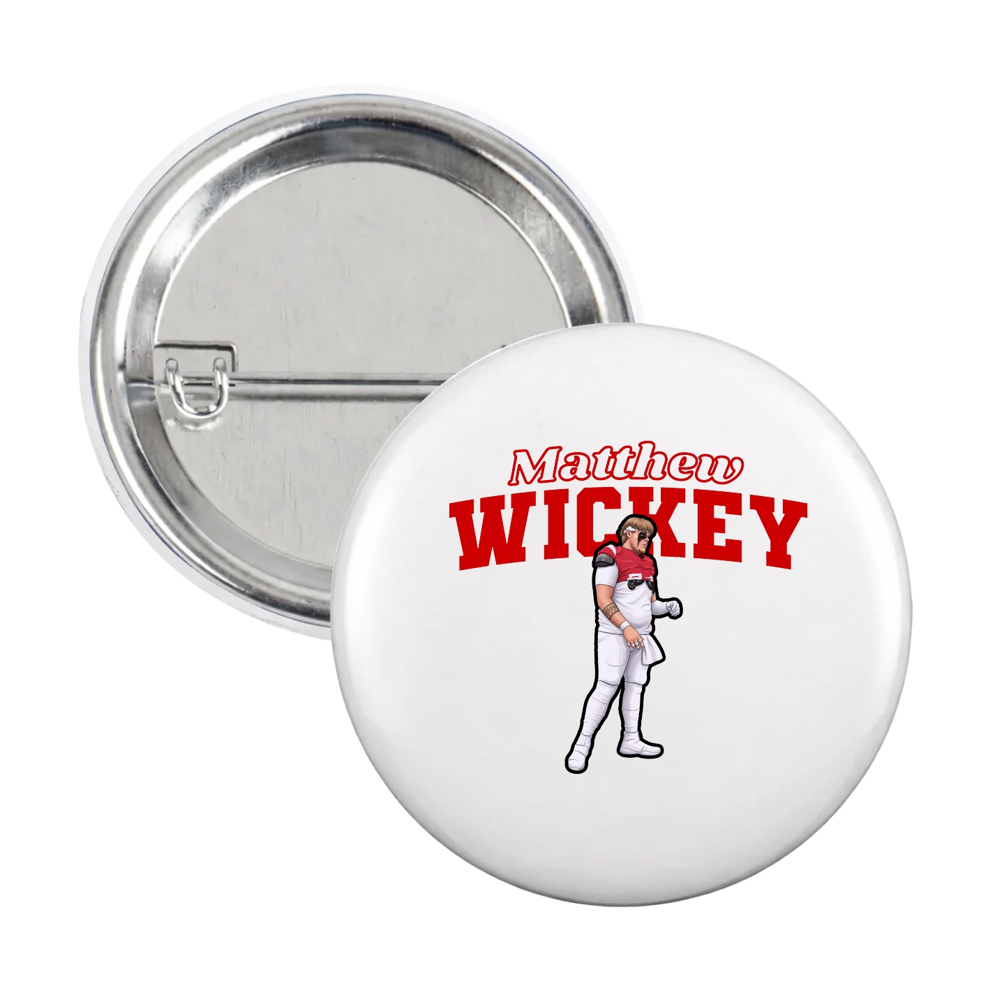 Game Day Button — Name Arch in White