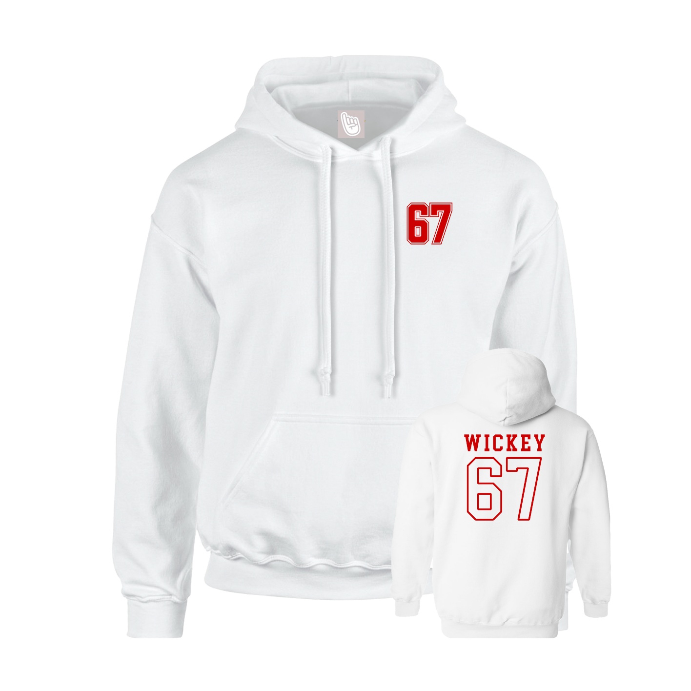 Youth Hoodie — Chest Back in White