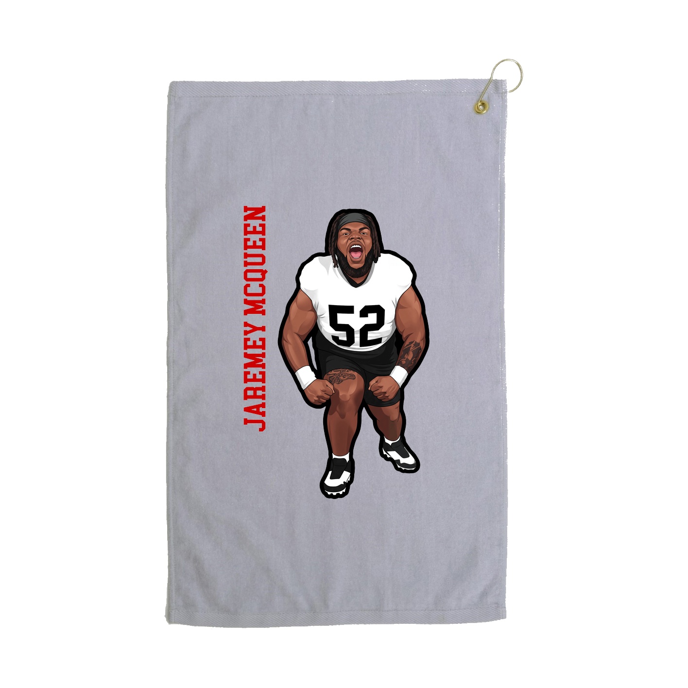 Golf Towel — Name Vertical in Grey