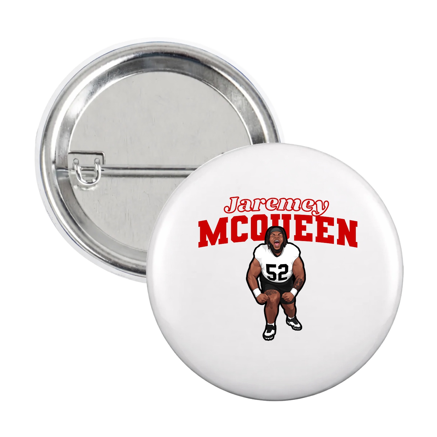 Game Day Button — Name Arch in White
