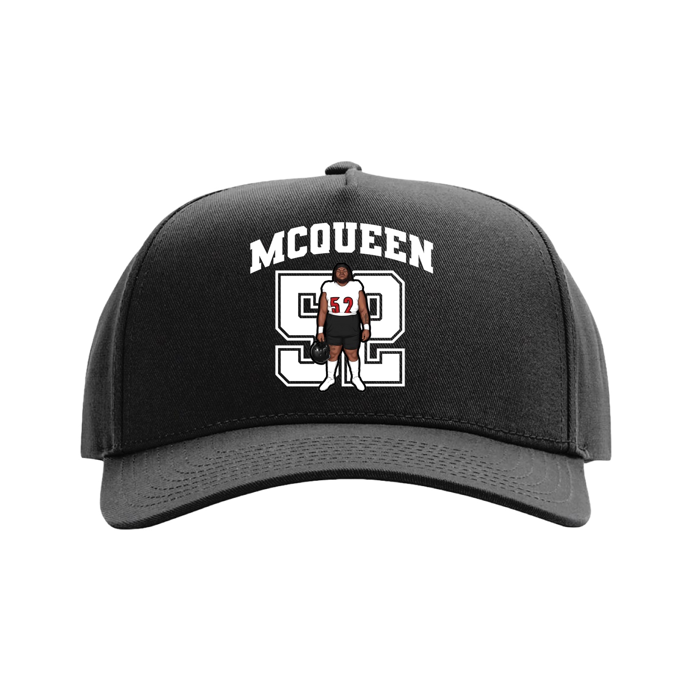 Full Fabric Five-Panel Champ Cap — Number in Black