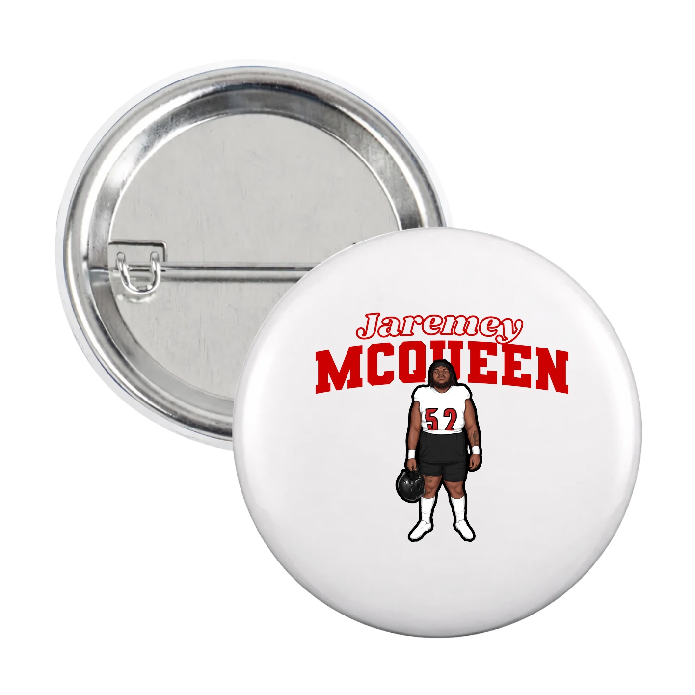 Game Day Button — Name Arch in White