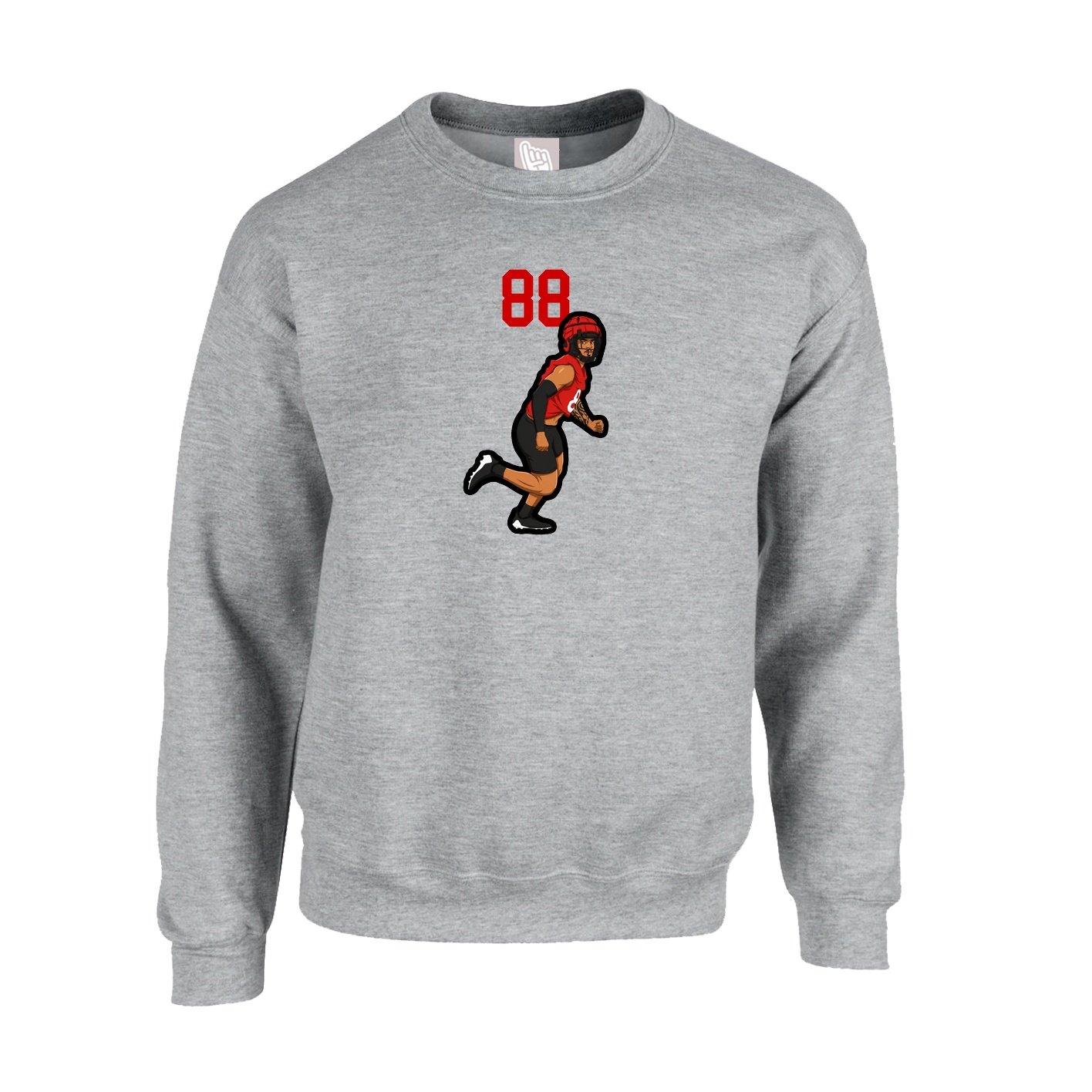 Fleece Crew — Number Top in Grey