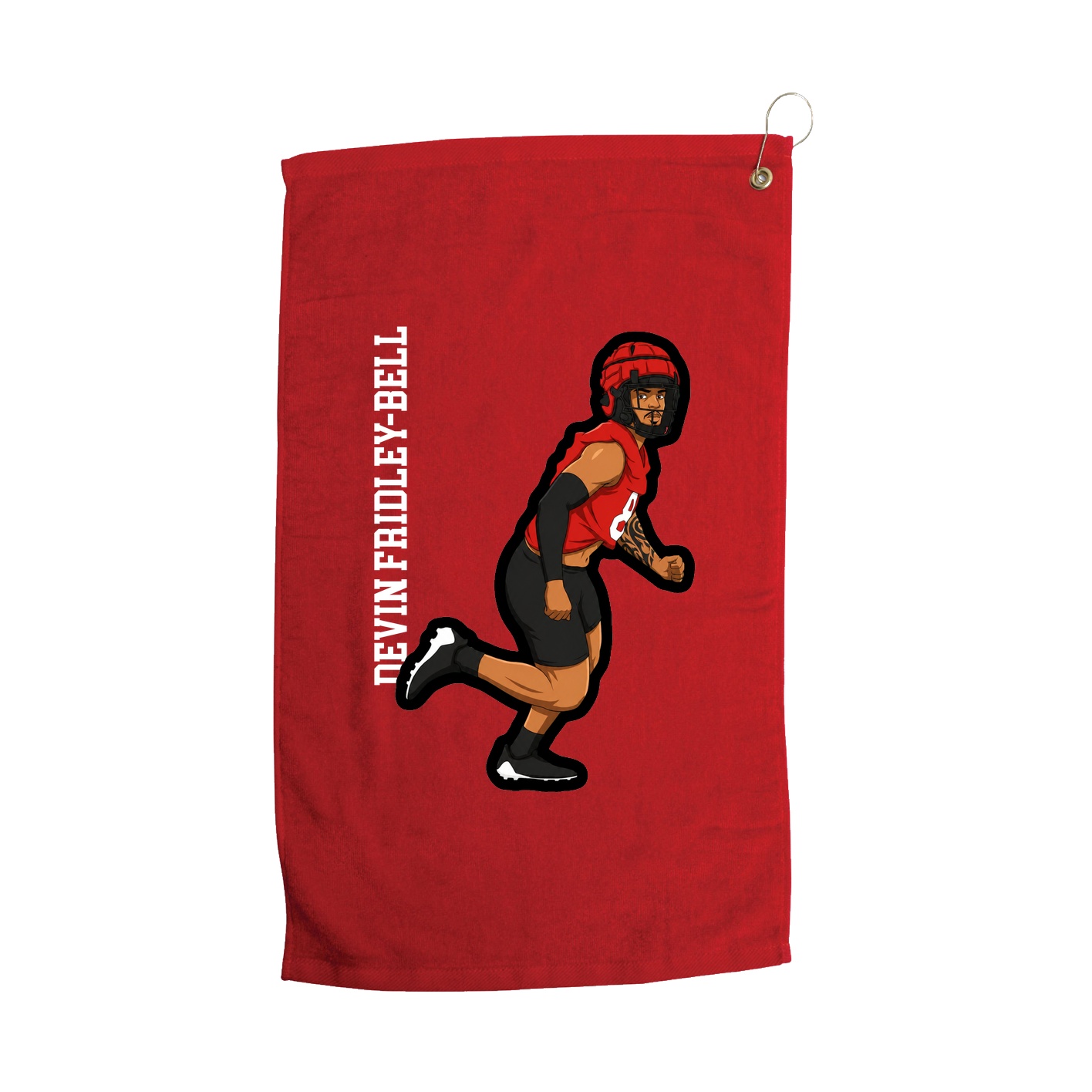 Golf Towel — Name Vertical in Red