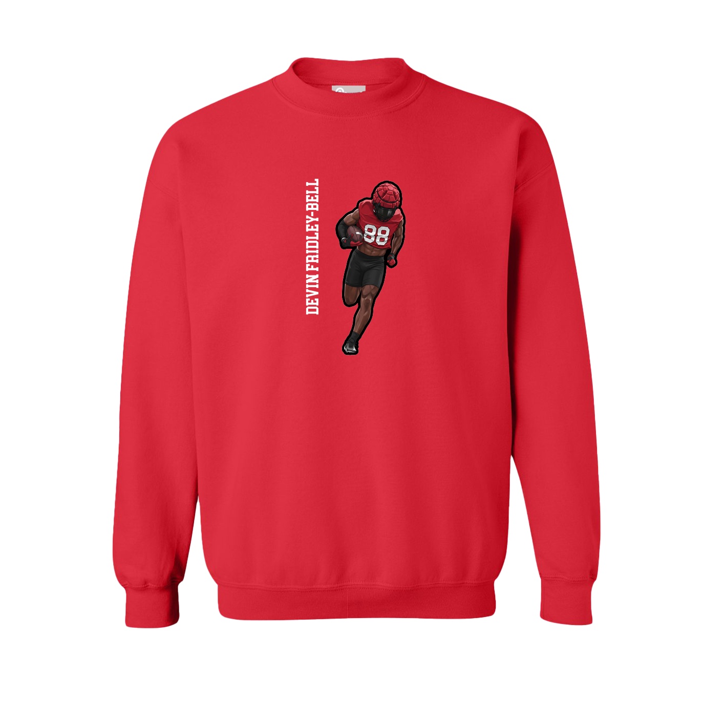 Fleece Crew — Name Vertical in Red