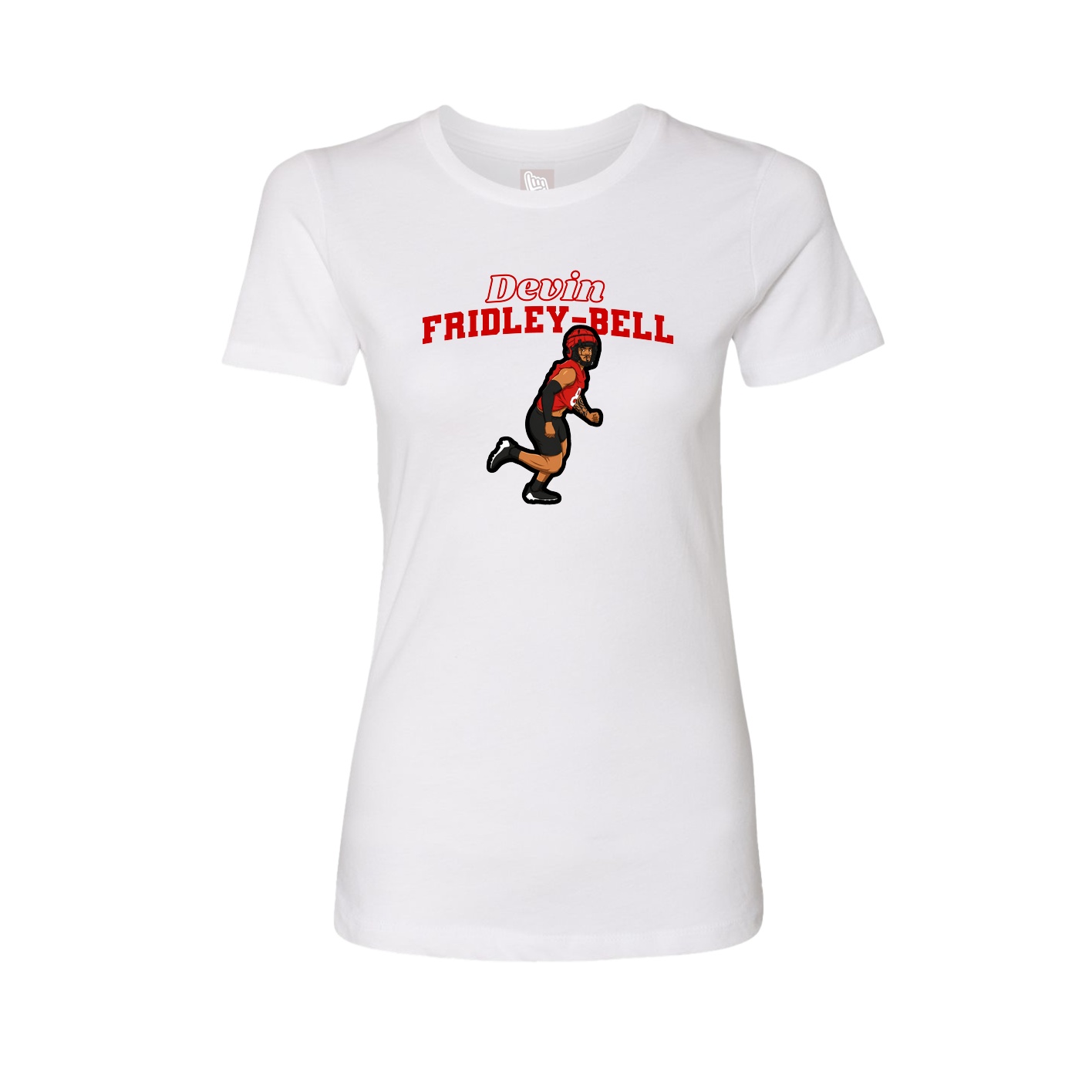 Fitted Women's Tee — Name Arch in White